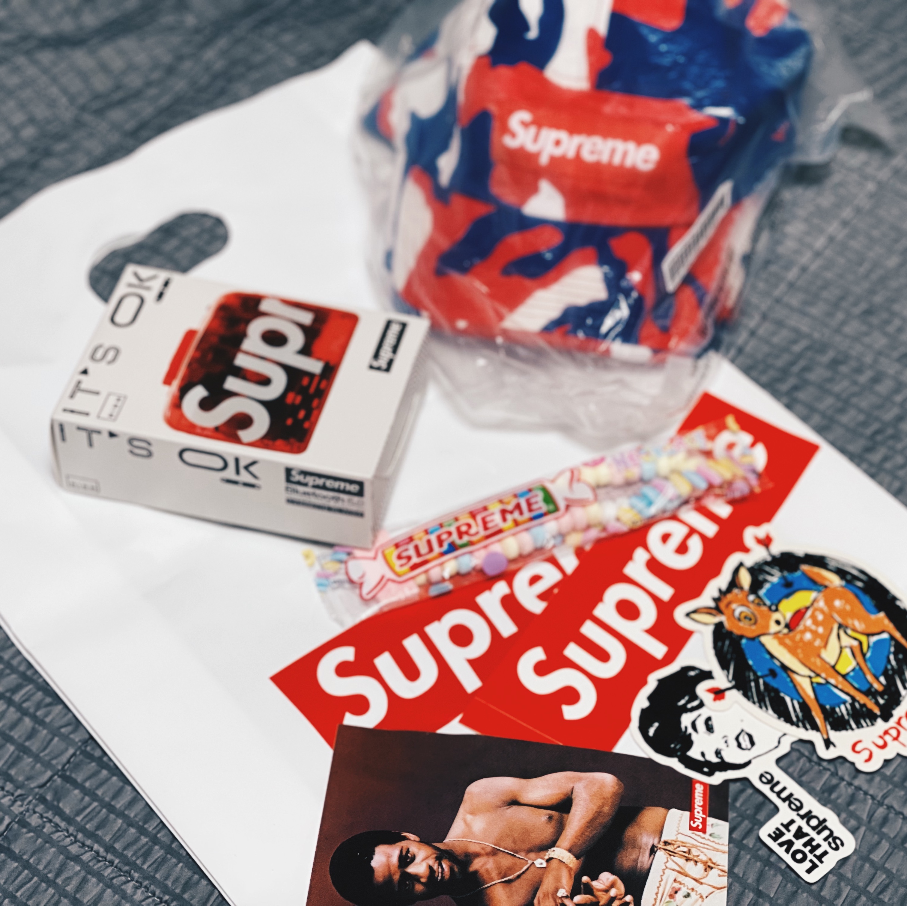Supreme Washed Chino Twill Camp Cap Red Camo - 22SS 착용 스타일