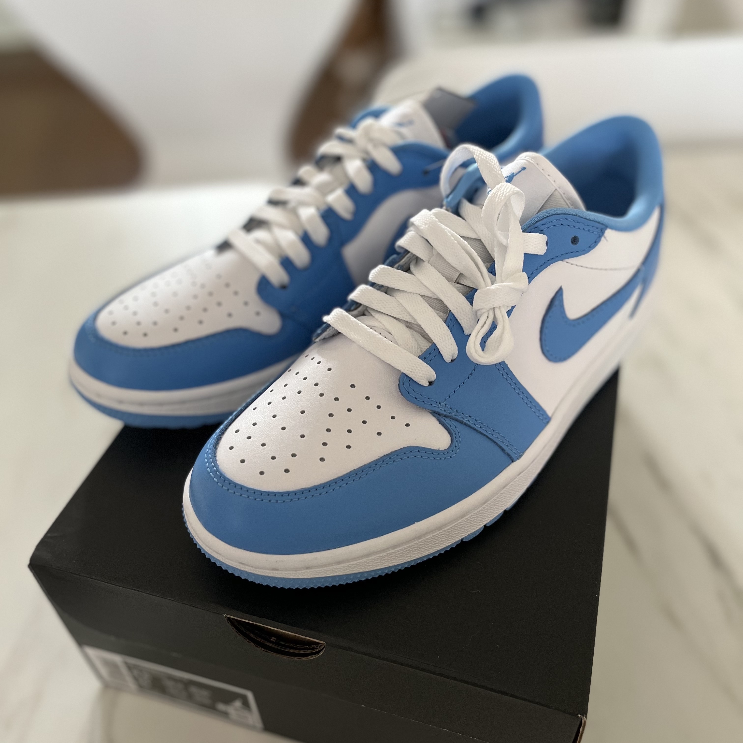 Jordan 1 Low Golf White and University Blue 착용 스타일