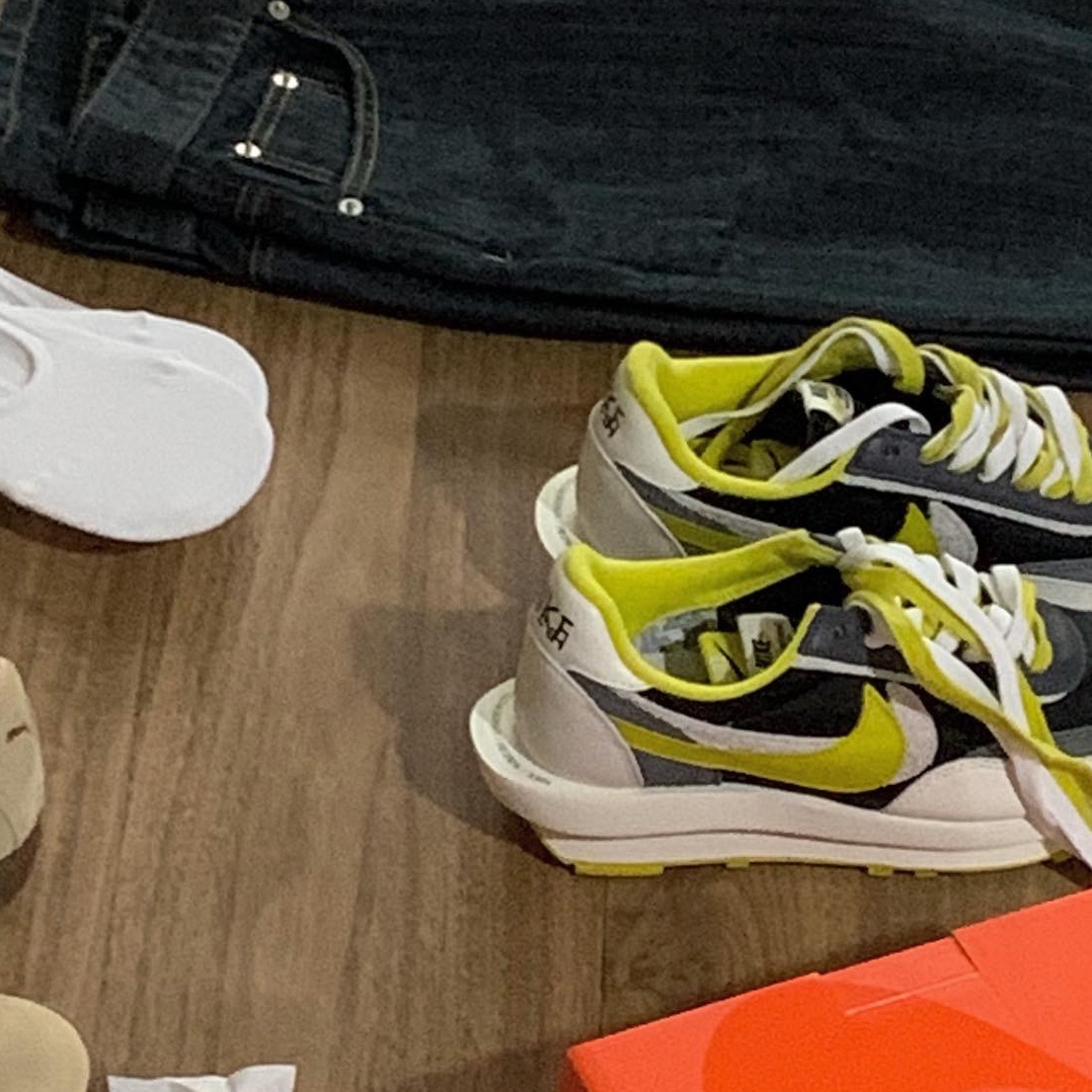 Nike x Sacai x Undercover LDWaffle Black Bright Citron 착용 스타일 - 1