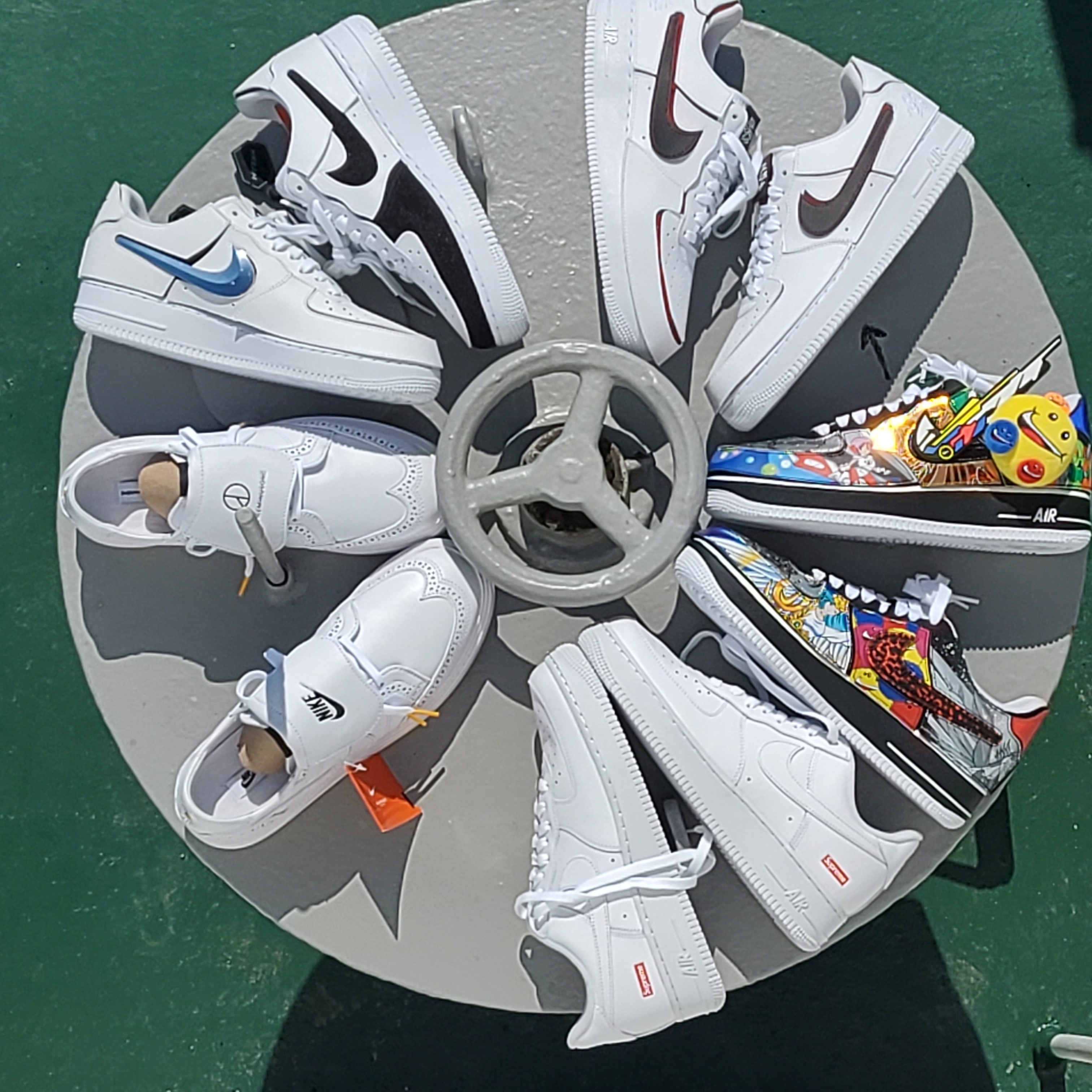 Nike Air Force 1/1 Mighty Swooshers, Nike x Peaceminusone Kwondo1 White 착용 스타일 - 3