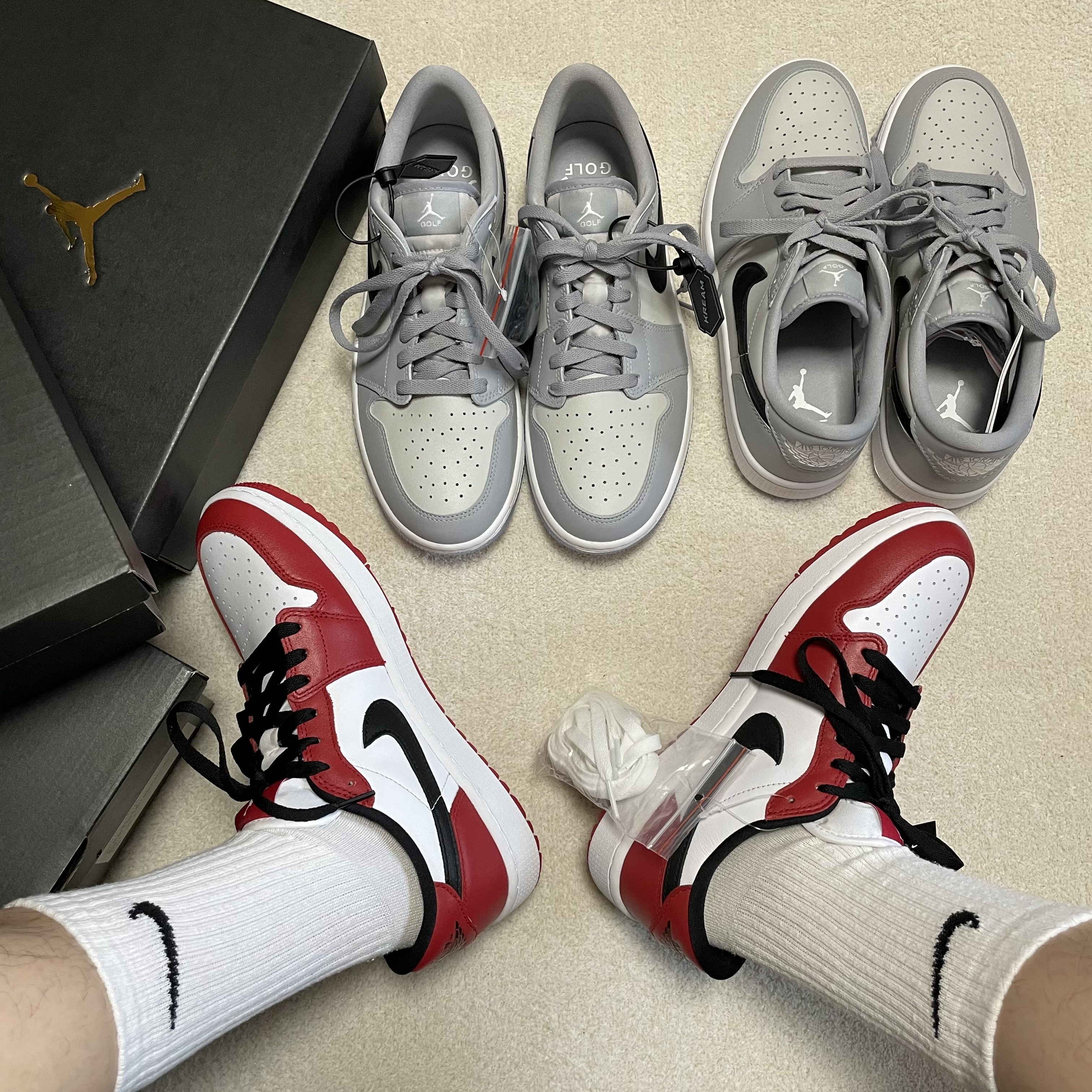 Jordan 1 Low Golf Wolf Grey, Jordan 1 Low Golf Chicago 착용 스타일