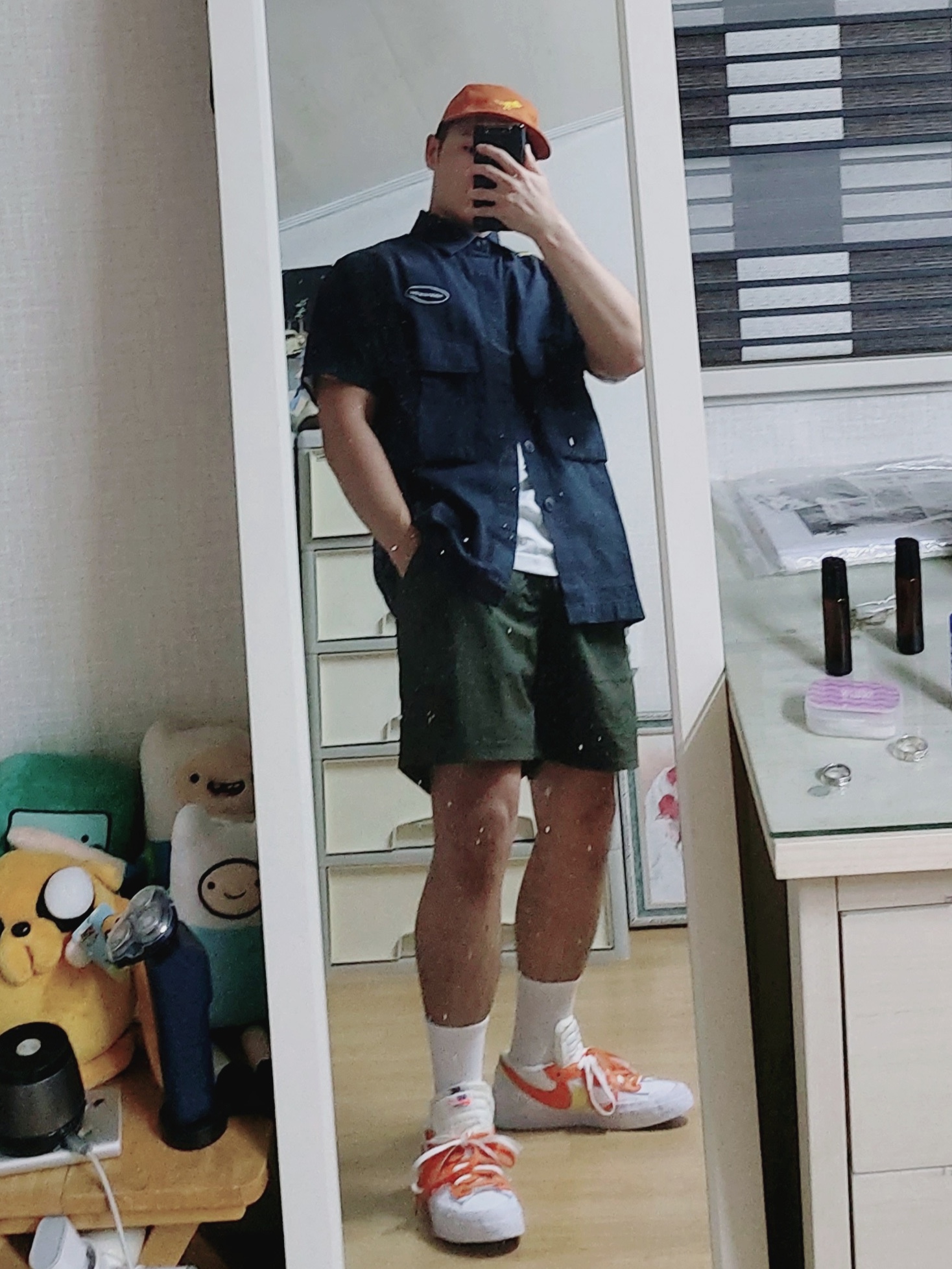 Nike x Sacai Blazer Low Magma Orange, Nike x Sacai Blazer Low Iron Grey 착용 스타일