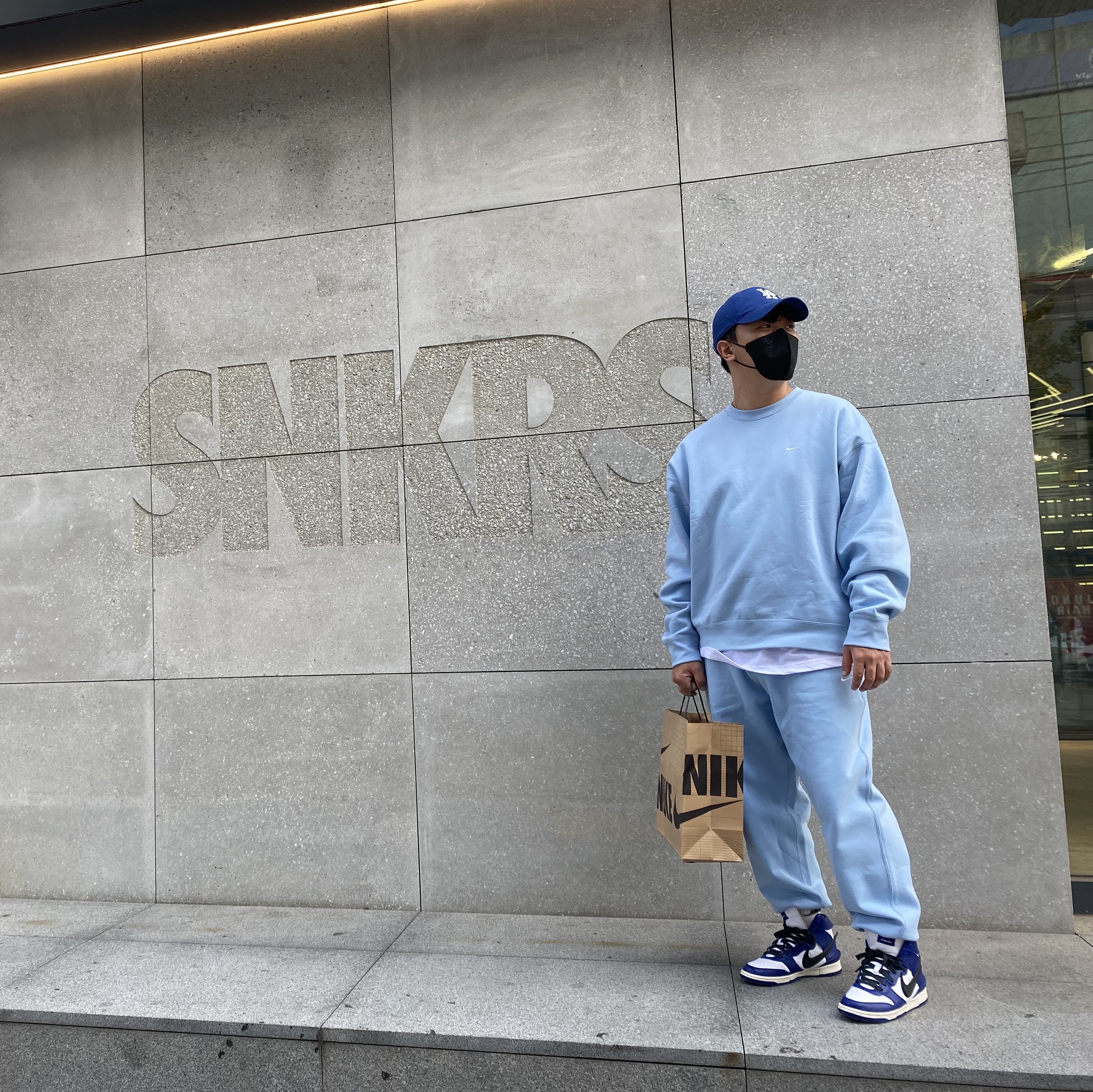 Nike NRG Solo Swoosh Fleece Pants Psychic Blue - US/EU, Nike NRG Solo Swoosh Crew Fleece Psychic Blue - US/EU 착용 스타일