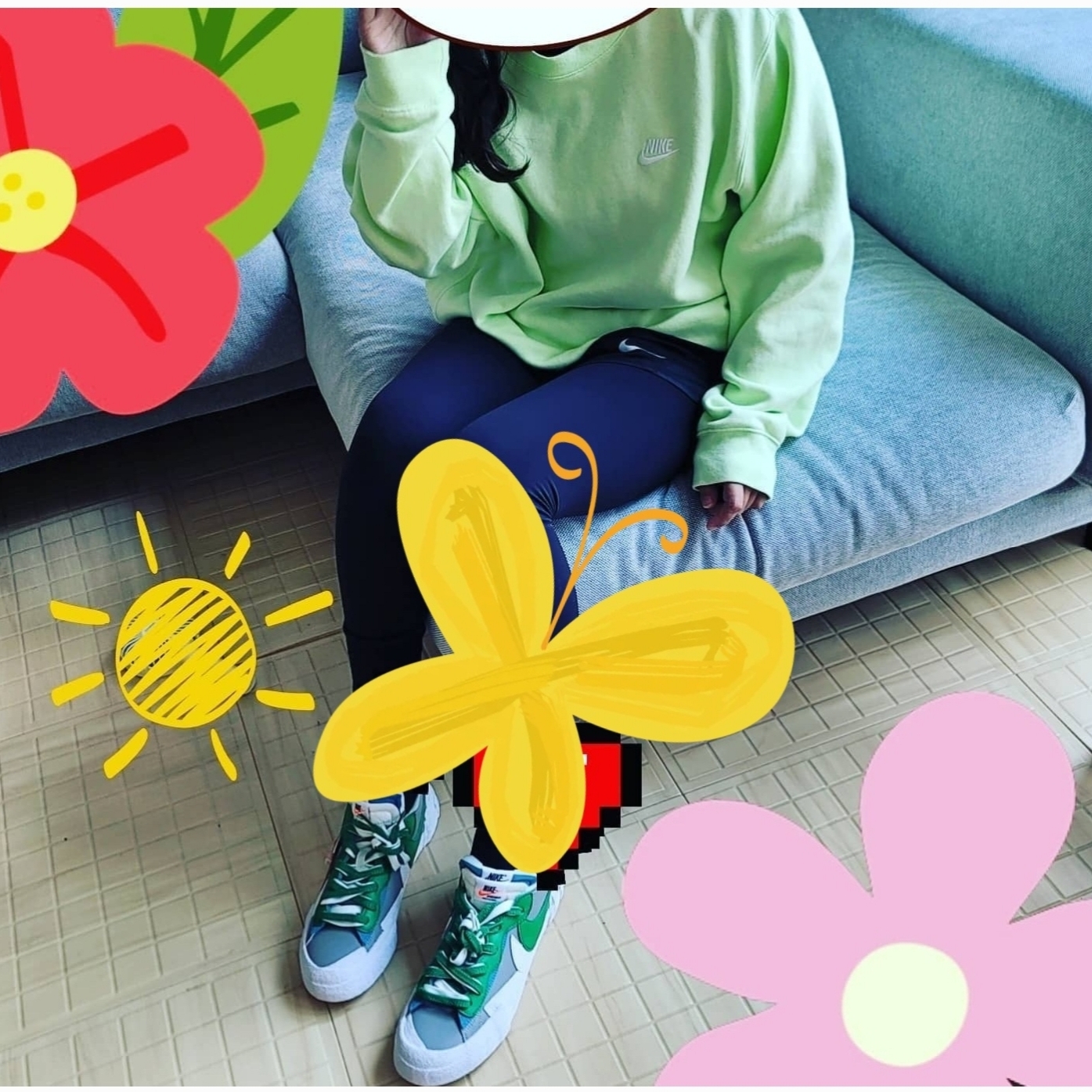 Nike x Sacai Blazer Low Classic Green 착용 스타일
