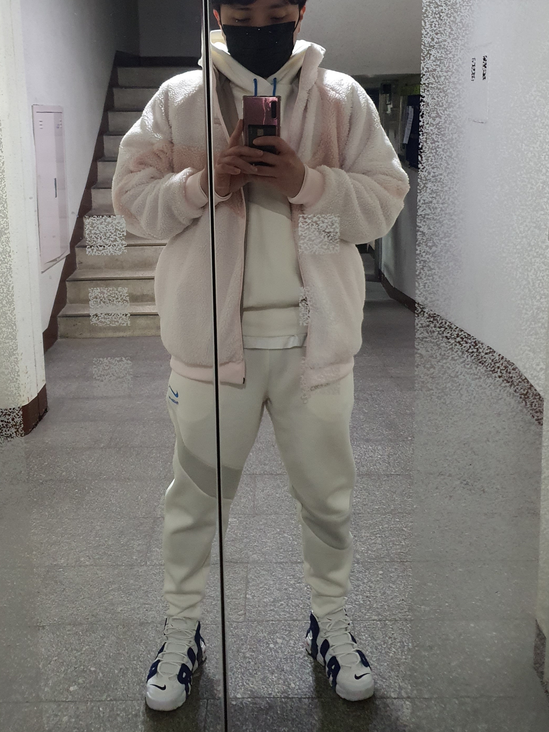 Nike Big Swoosh Full Zip Jacket Light Soft Pink Pink Oxford, Nike Air More Uptempo Knicks 착용 스타일 - 1