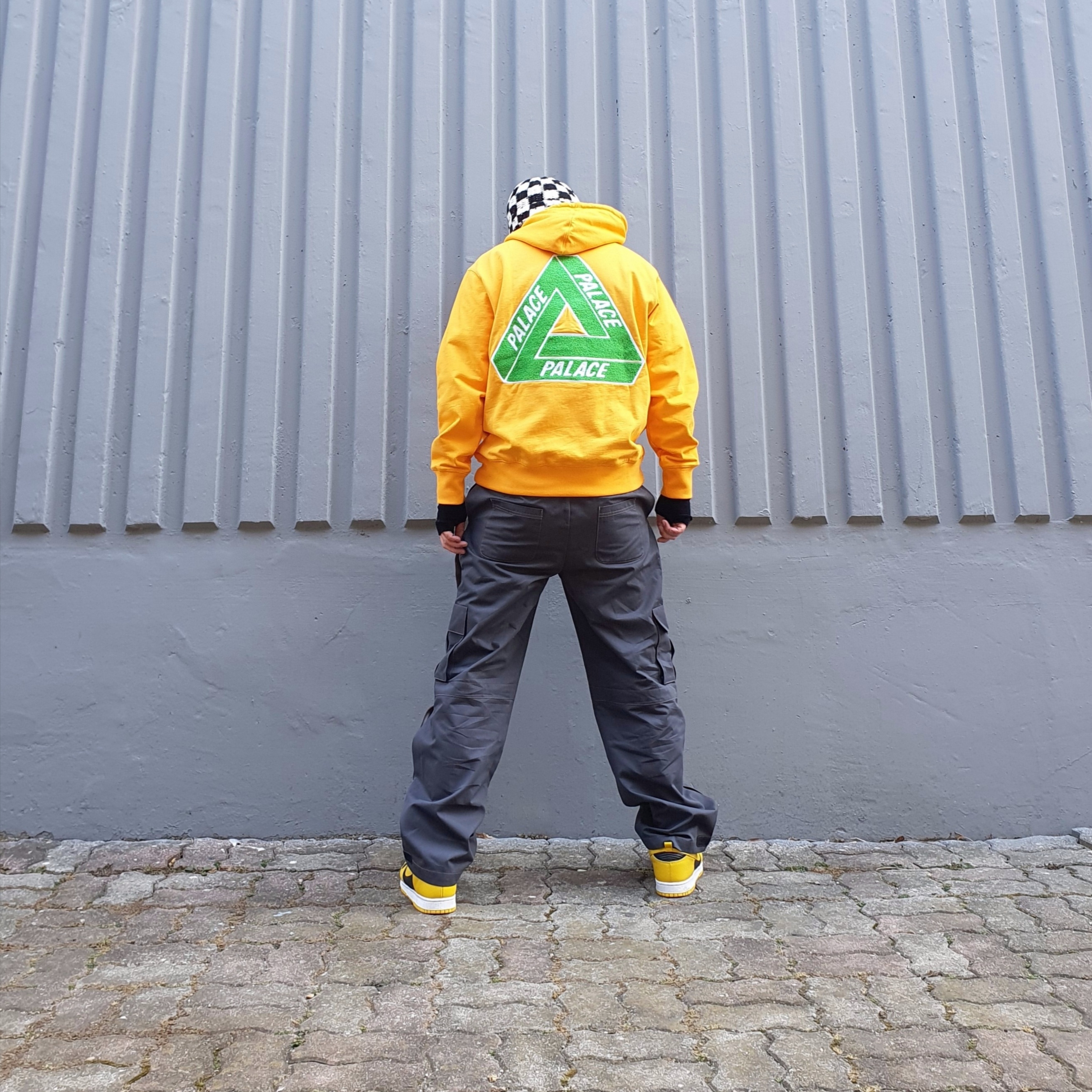 Stussy Crochet Checker Beanie Black, Palace Tri-Chenille Hood Yellow - 21FW 착용 스타일 - 1