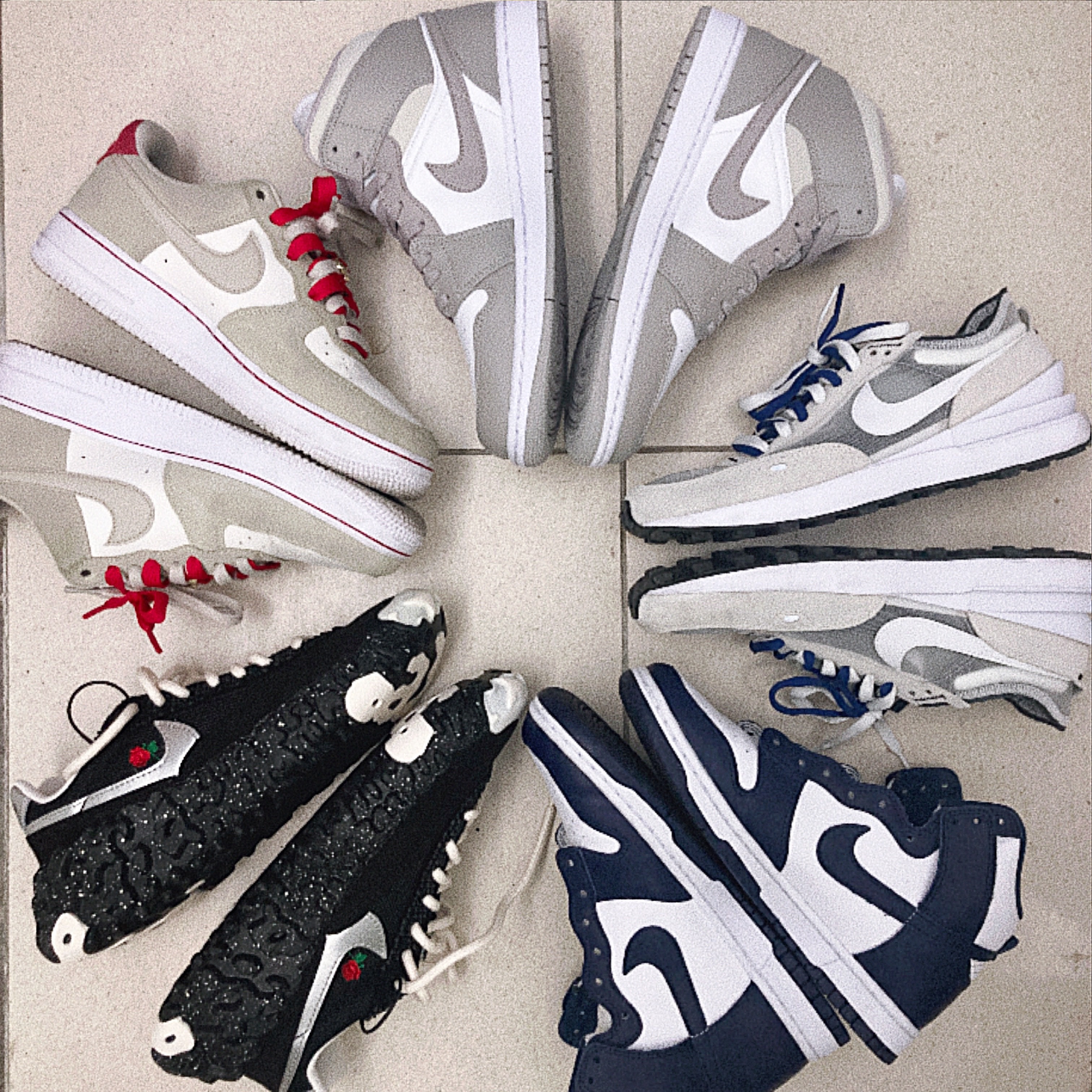Nike Air Force 1 '07 SE First Use Light Stone, Nike Waffle One Infinite Lilac 착용 스타일 - 2