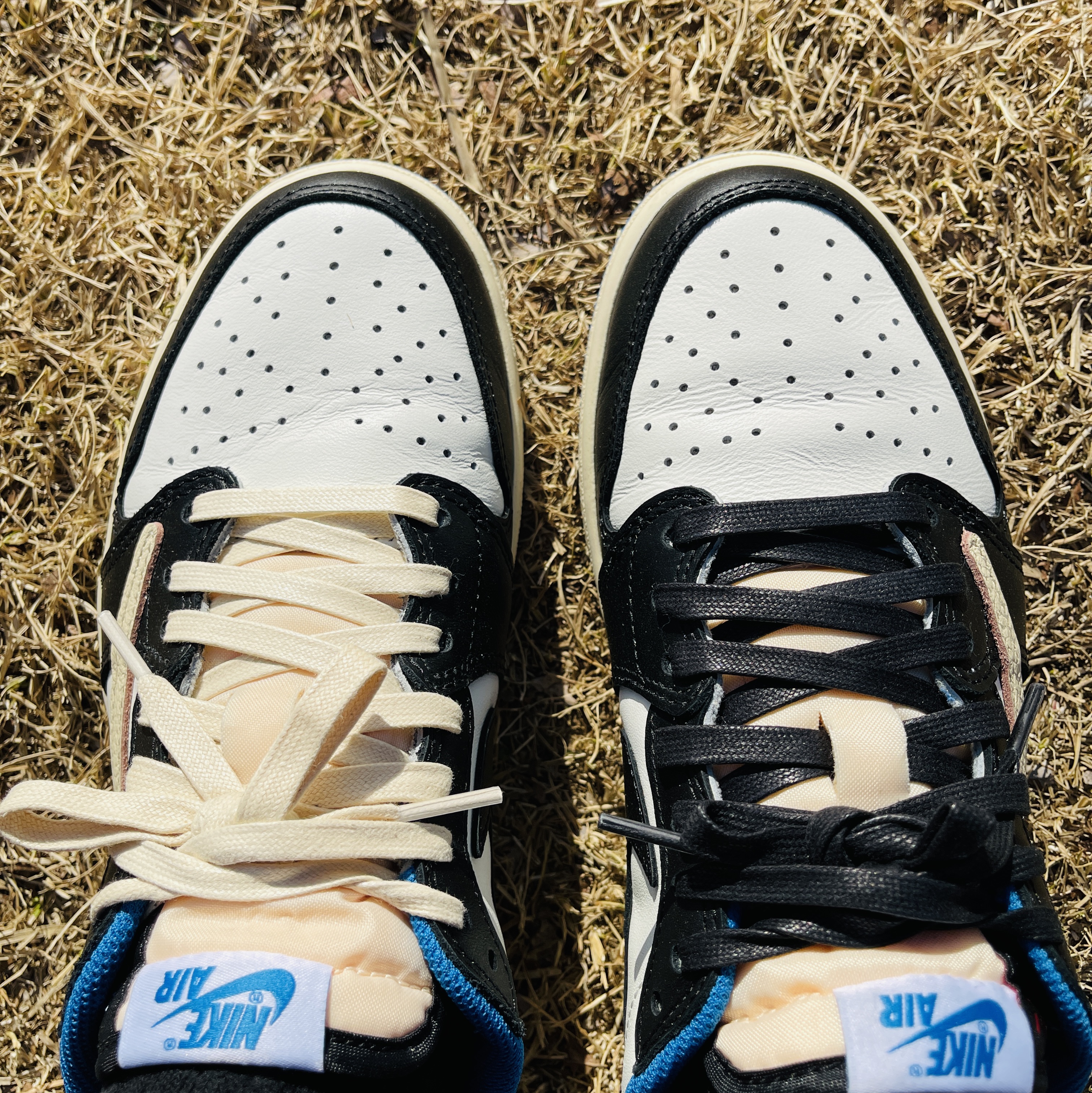 Jordan 1 x Travis Scott x Fragment Retro Low OG SP Military Blue 착용 스타일