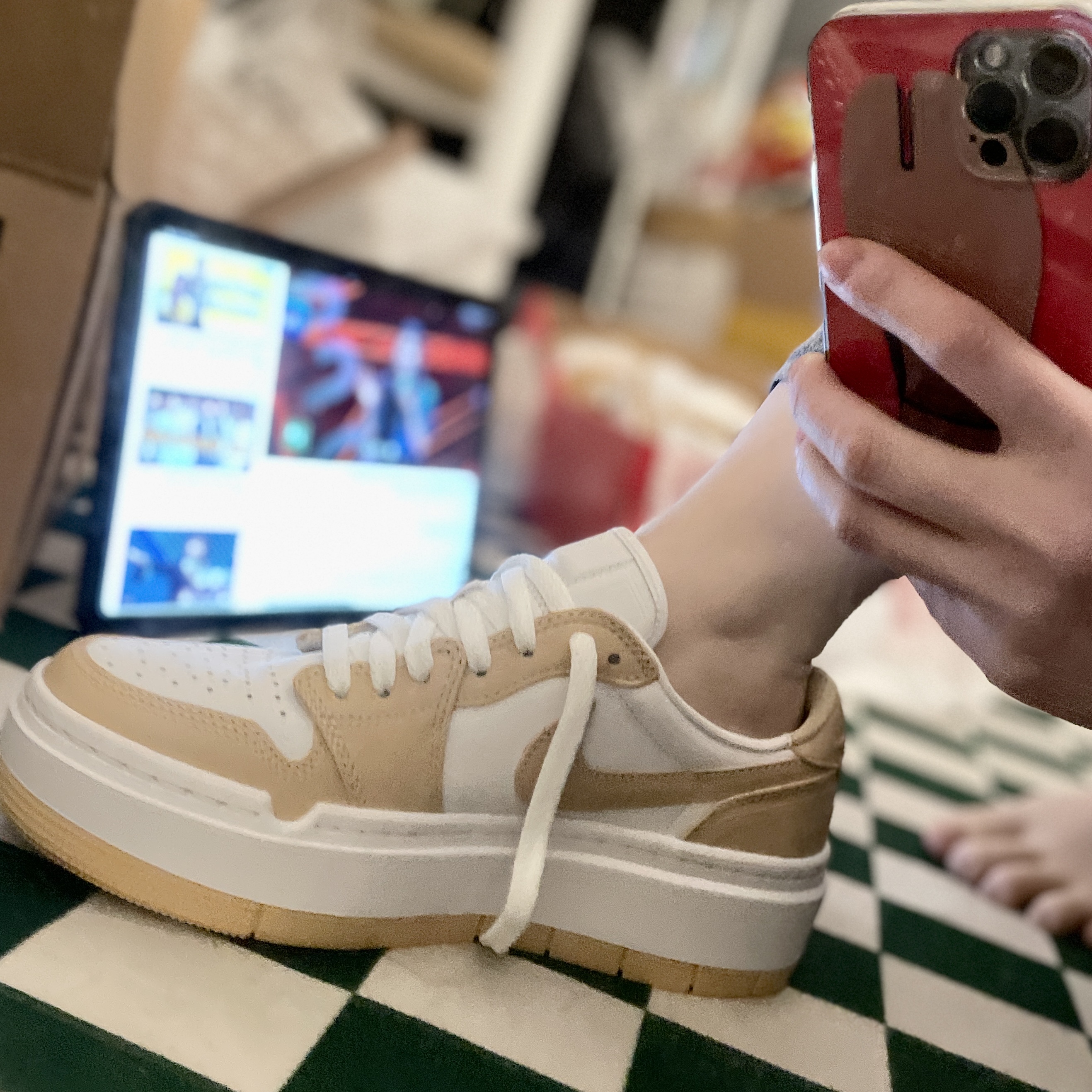 (W) Jordan 1 Elevate Low White Onyx 착용 스타일 - 5