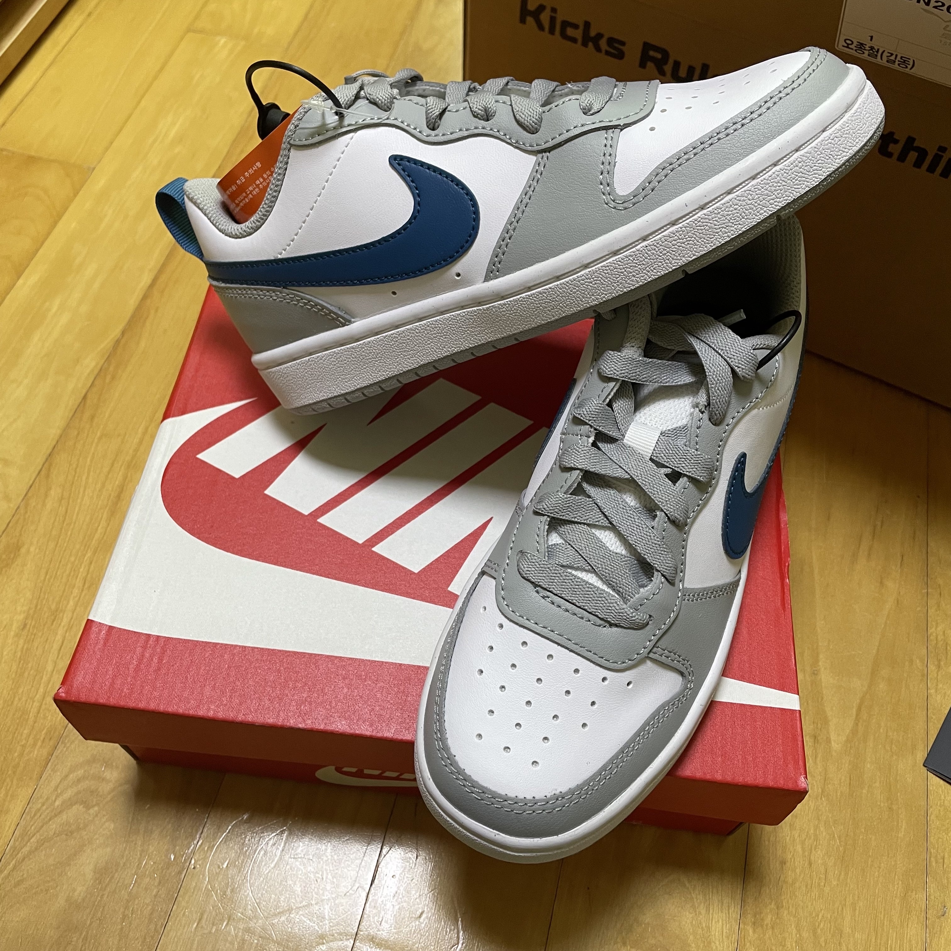 (GS) Nike Court Borough Low 2 Light Smoke Grey 착용 스타일