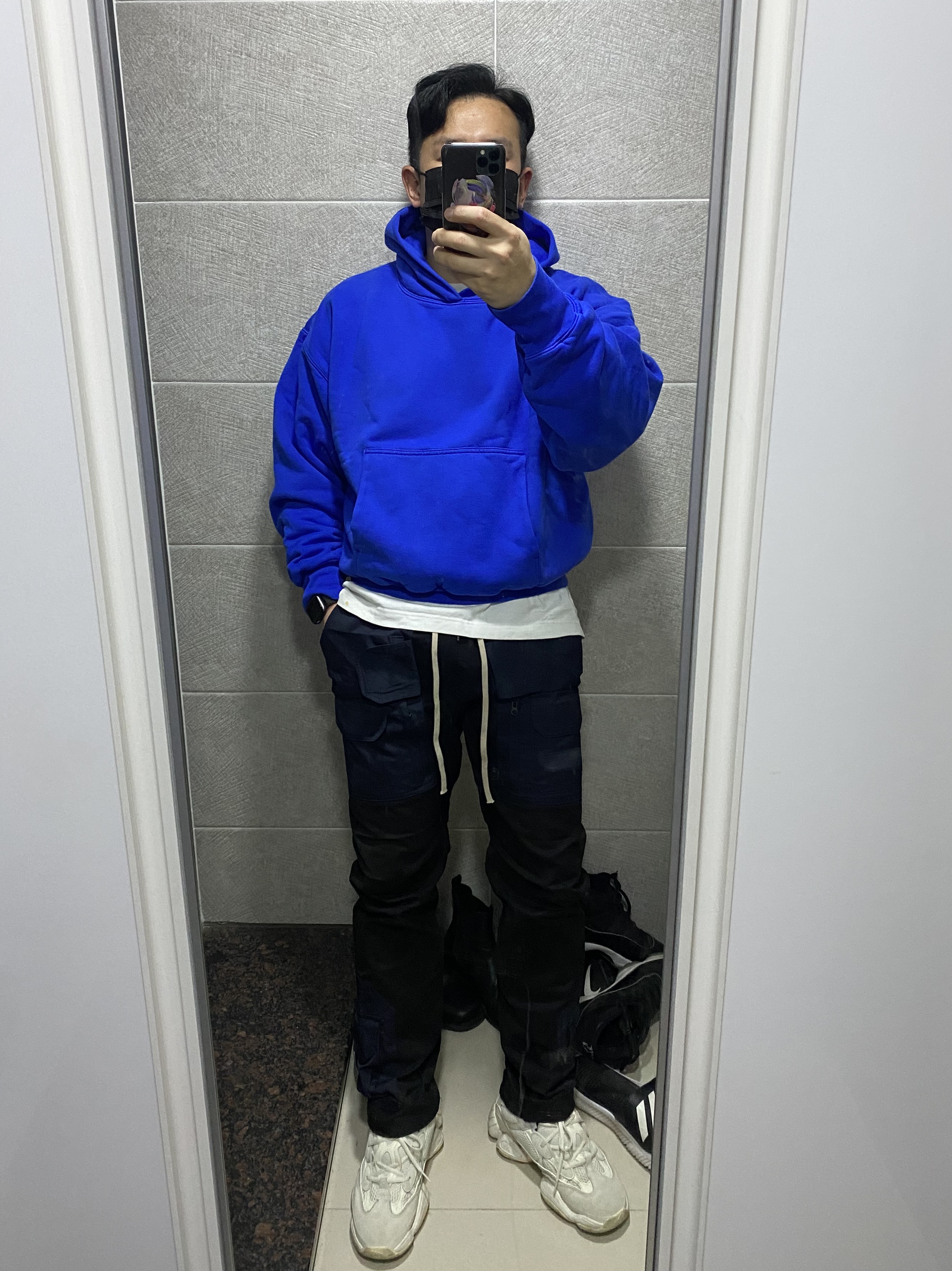 Yeezy Gap Hoodie Blue, Adidas Yeezy 500 Bone White 착용 스타일