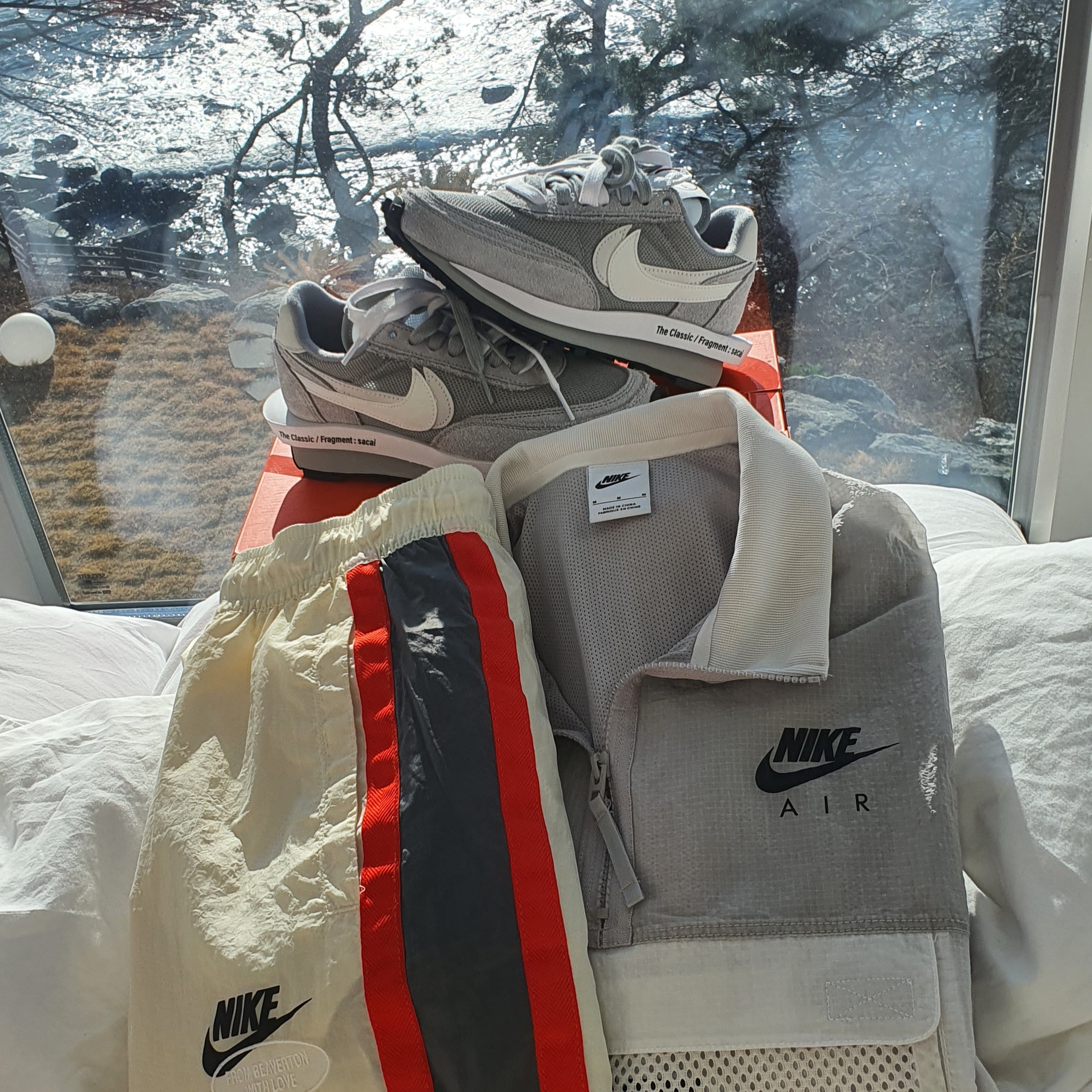 Nike x Sacai x Fragment LDWaffle Light Smoke Grey 착용 스타일