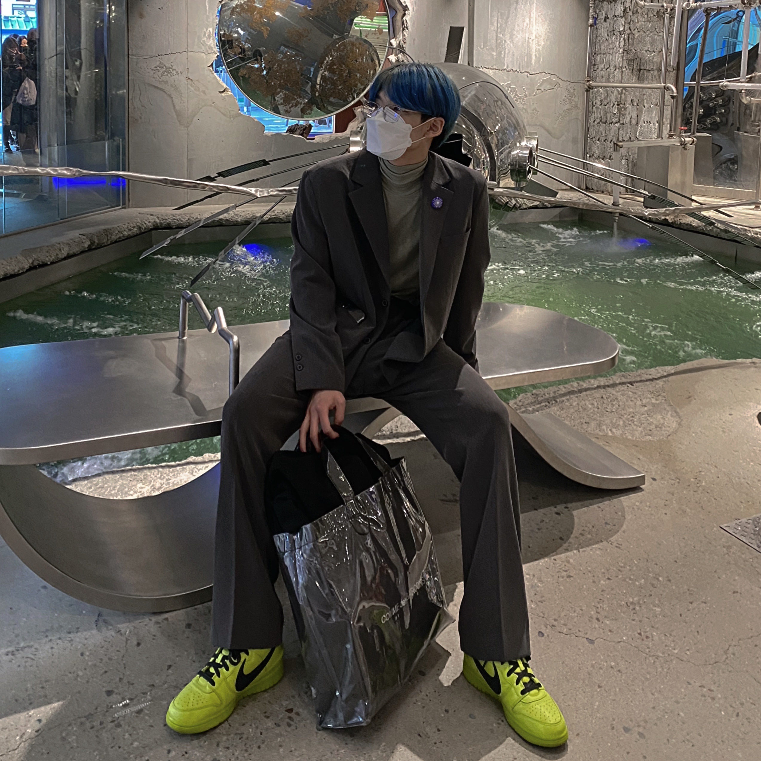 Nike x Ambush Dunk High Flash Lime 착용 스타일