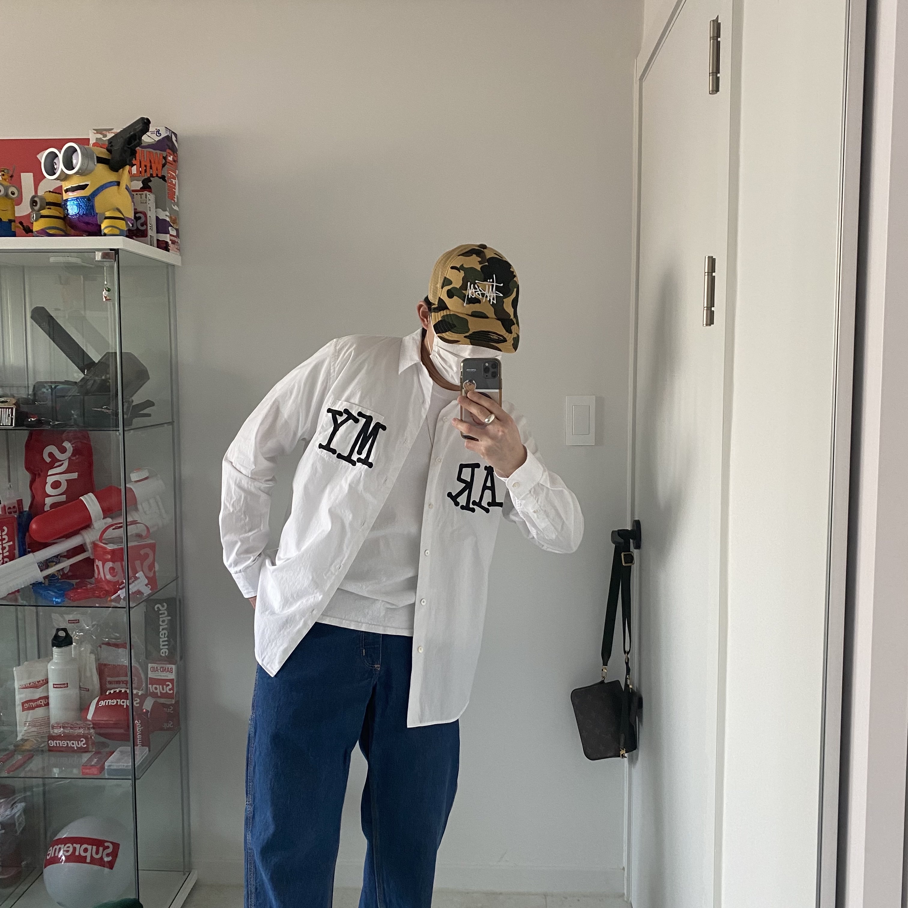 Stussy x BAPE Trucker Cap Yellow 착용 스타일 - 1