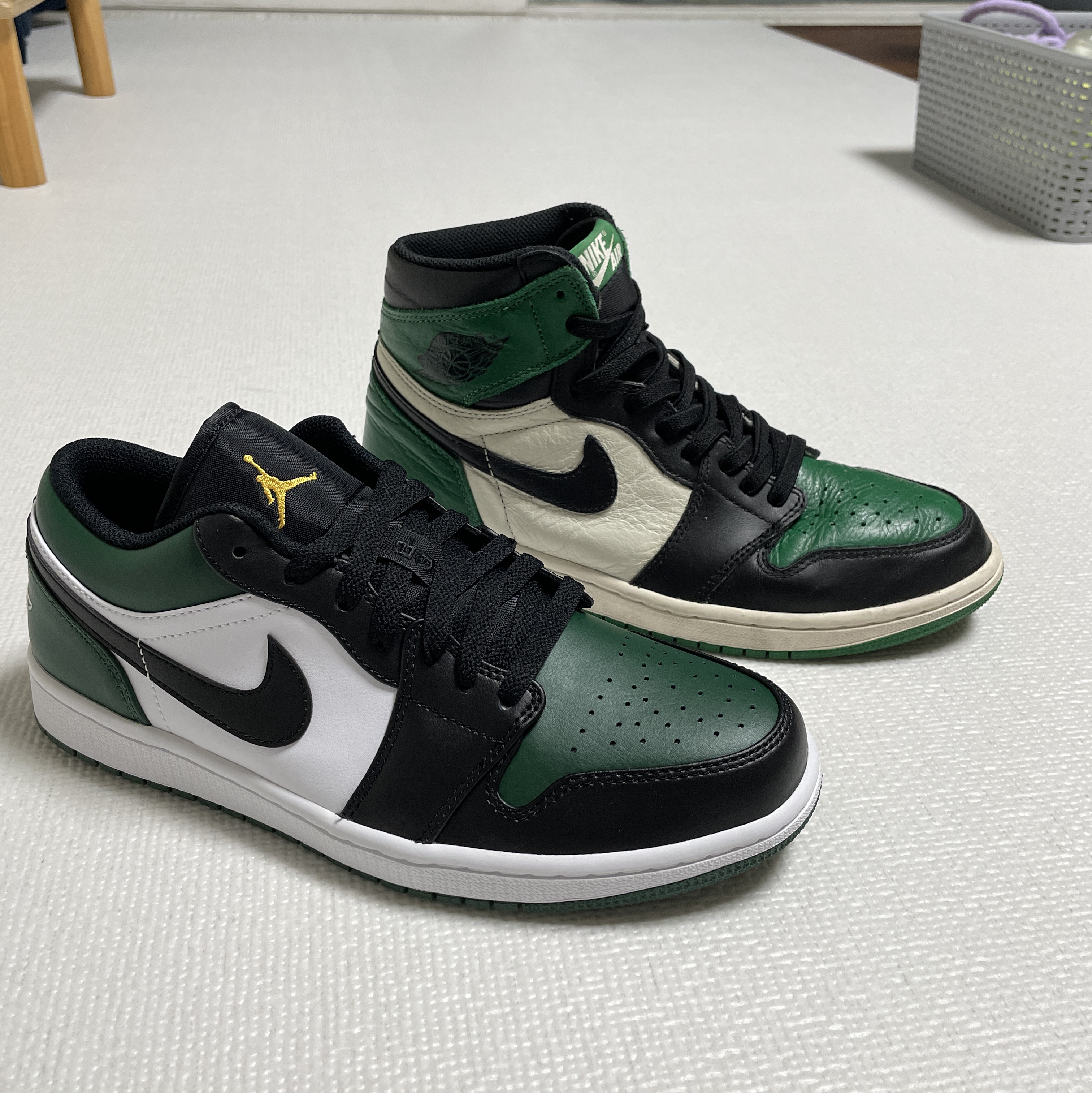 Jordan 1 Low Green Toe, Jordan 1 Retro High OG Pine Green 착용 스타일 - 1