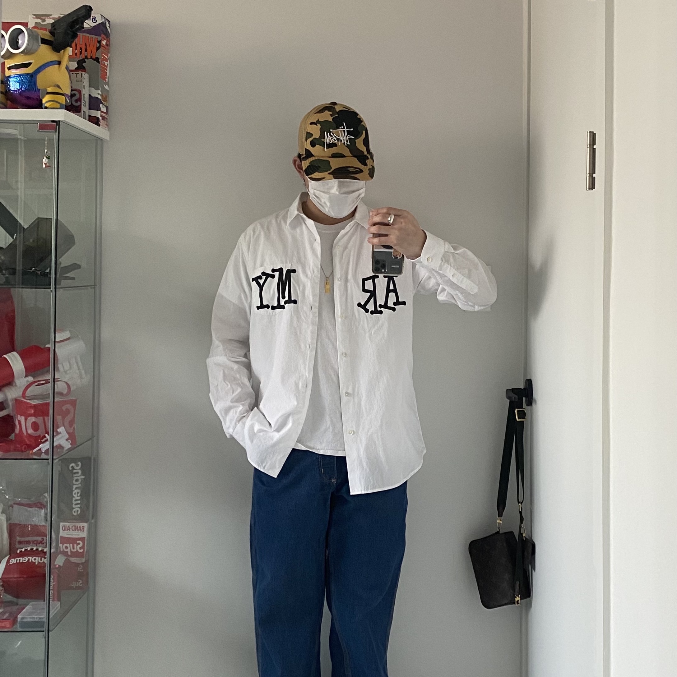 Stussy x BAPE Trucker Cap Yellow 착용 스타일 - 3