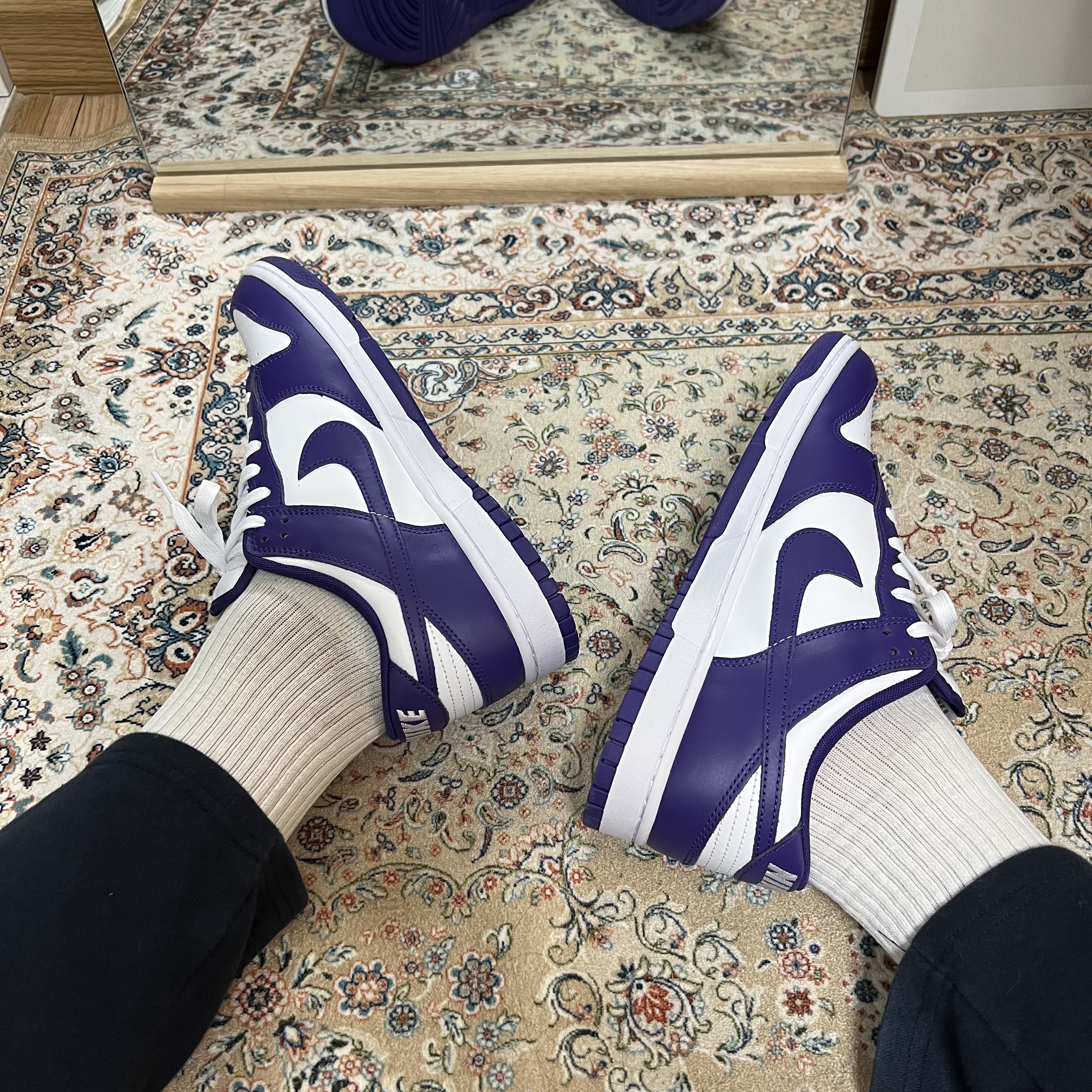 Nike Dunk Low Retro Championship Court Purple 착용 스타일