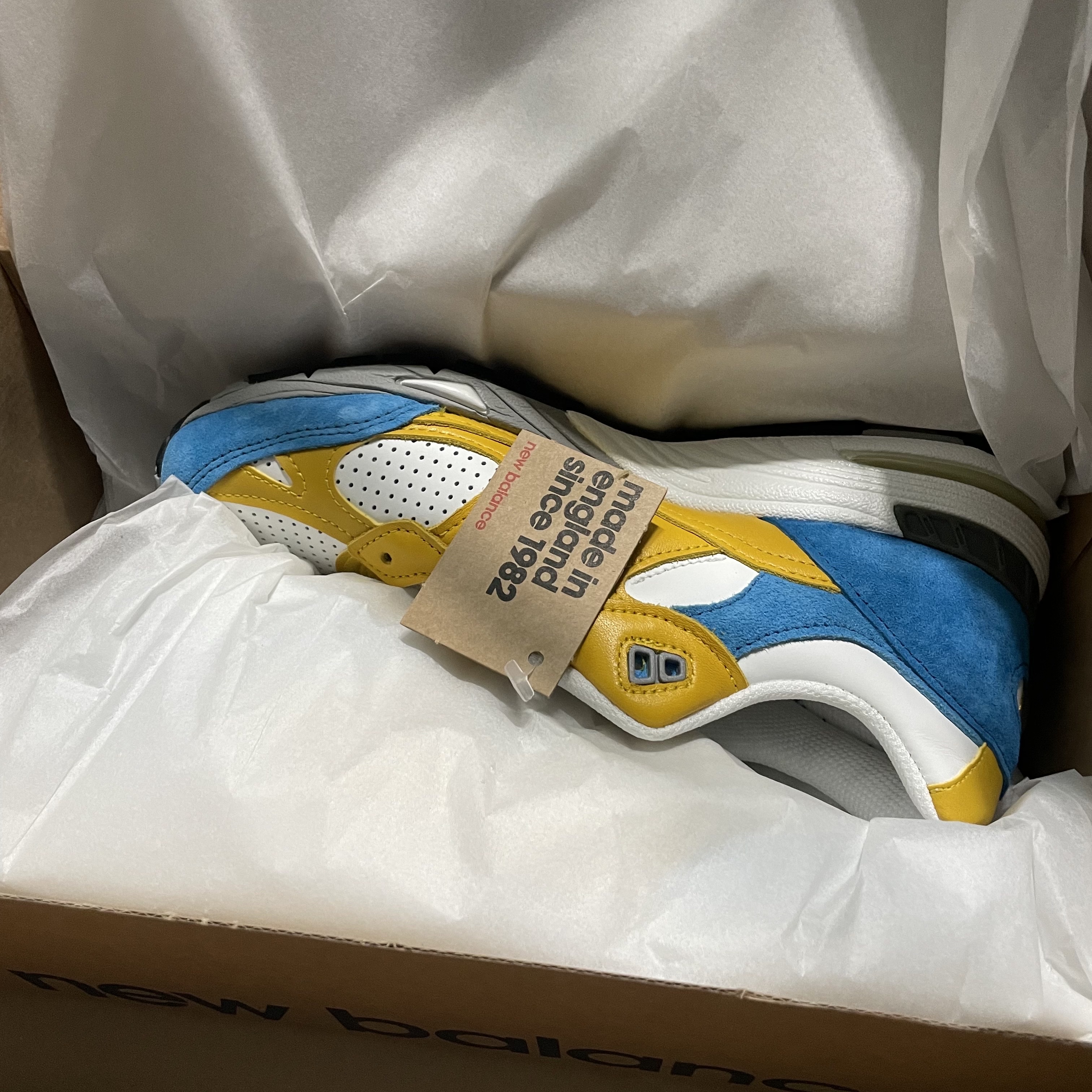 (W) New Balance x SNS 991 Made in UK Yellow Blue, New Balance x SNS 991 Made in UK Yellow Blue 착용 스타일 - 3