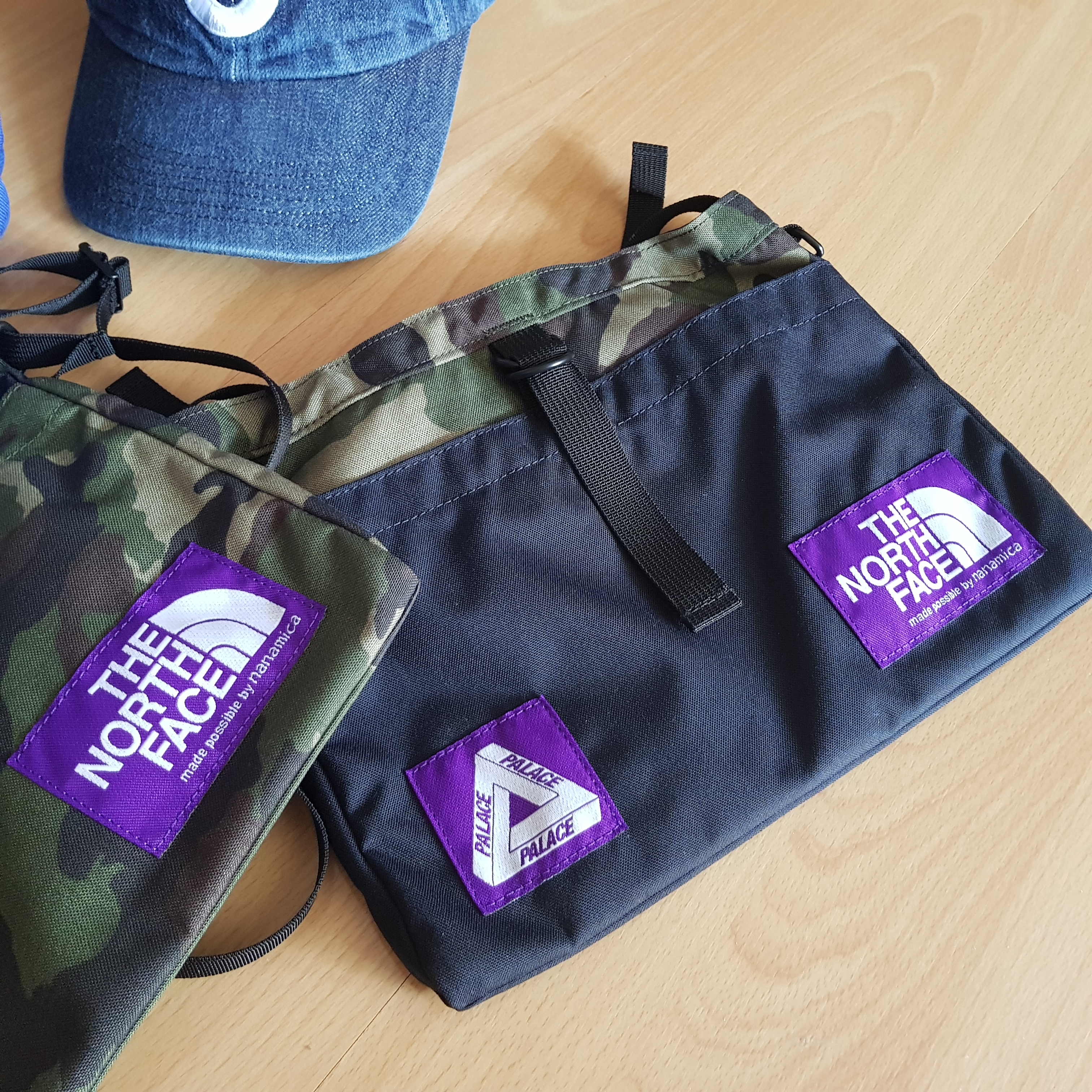 Palace x The North Face Purple Label Cordura Nylon Shoulder Bag Navy, Palace x The North Face Purple Label Cordura Nylon Shoulder Bag Camo 착용 스타일 - 1