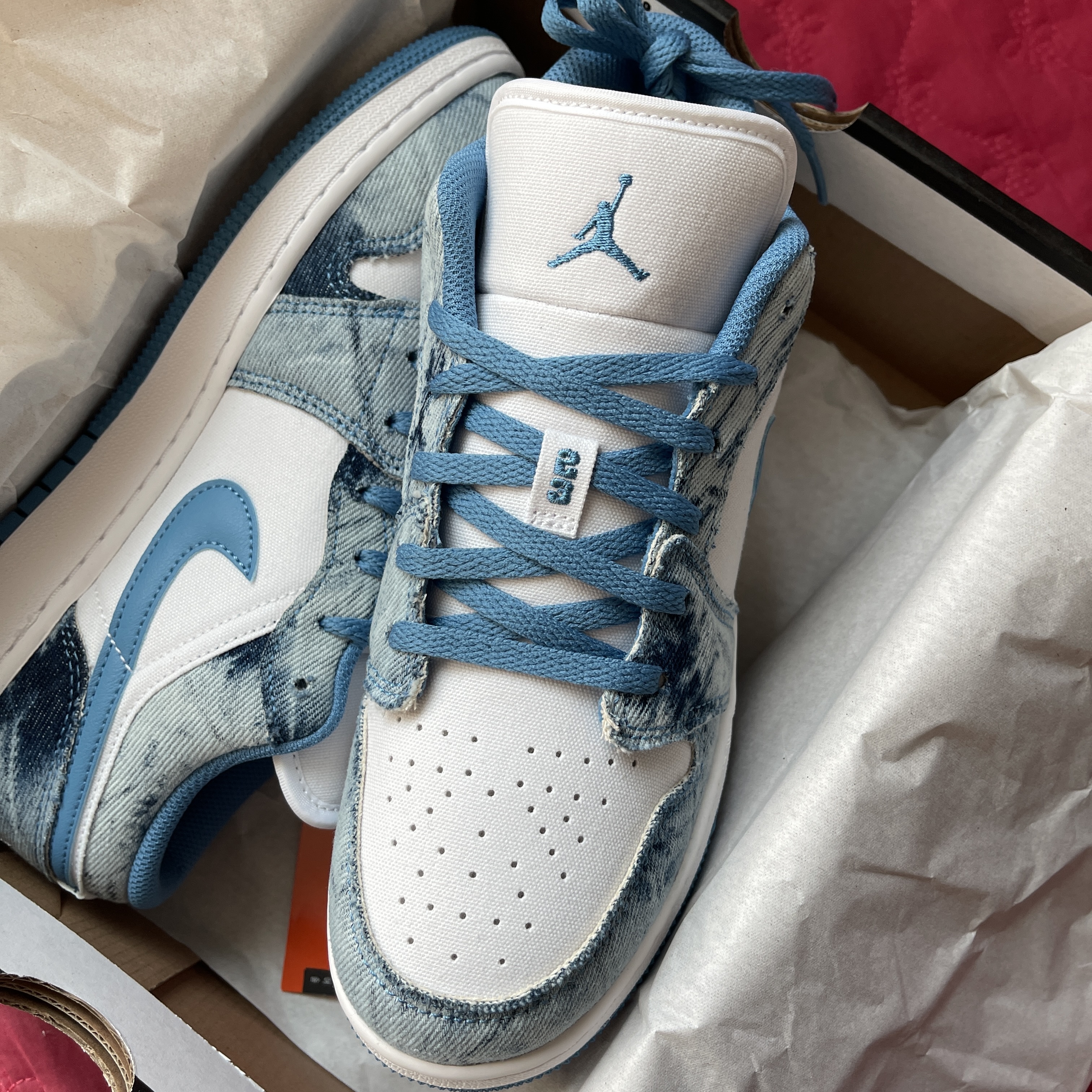 (GS) Jordan 1 Low Washed Denim 착용 스타일 - 4