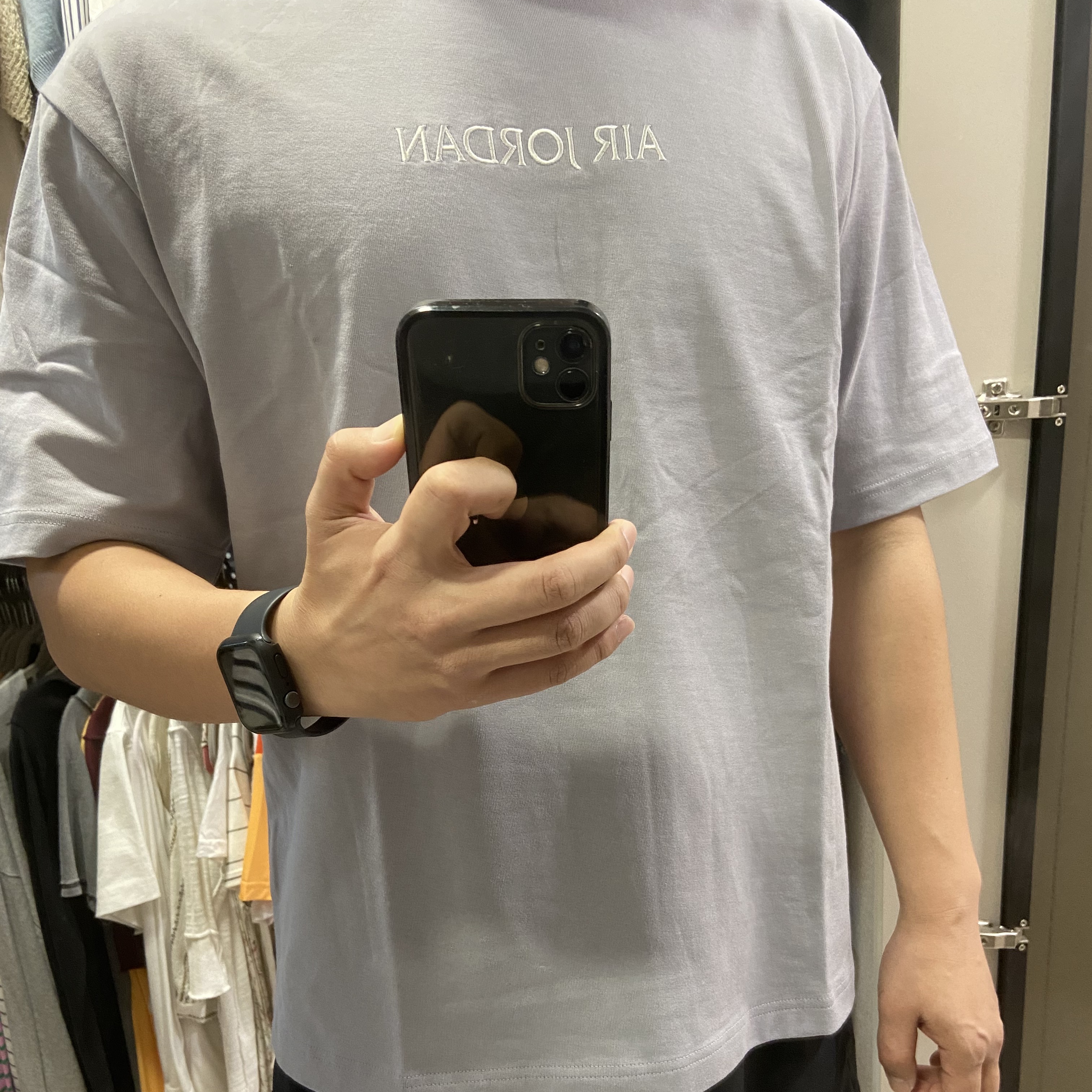 Jordan Wordmark T-Shirt Light Steel Grey - Asia 착용 스타일