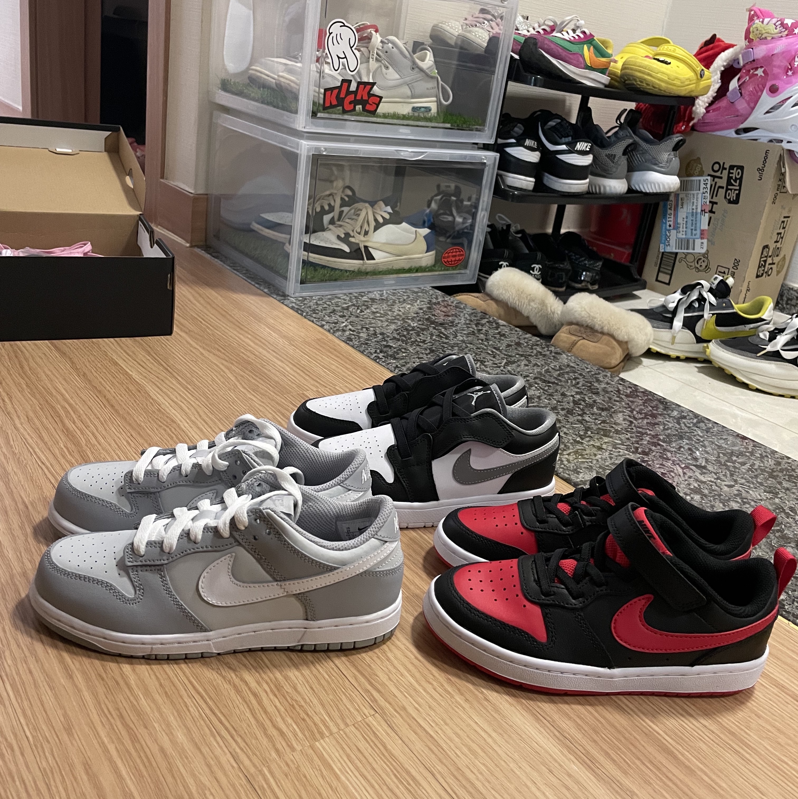 (GS) Nike Dunk Low PRM Halloween, (PS) Nike Dunk Low Wolf Grey 착용 스타일 - 3