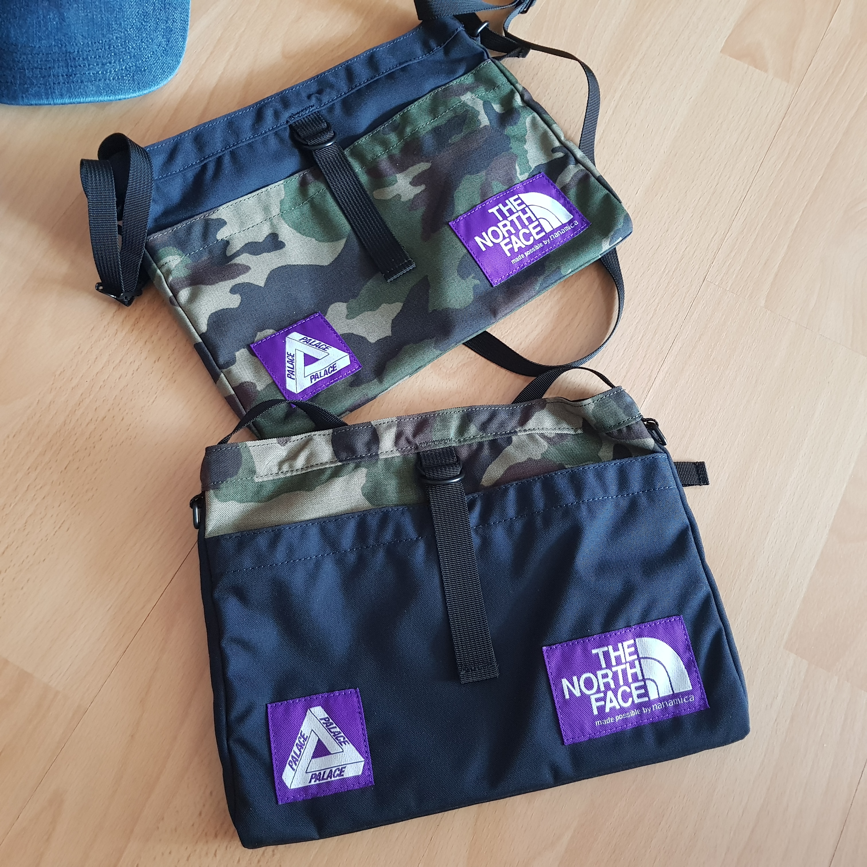 Palace x The North Face Purple Label Cordura Nylon Shoulder Bag Navy, Palace x The North Face Purple Label Cordura Nylon Shoulder Bag Camo 착용 스타일 - 2