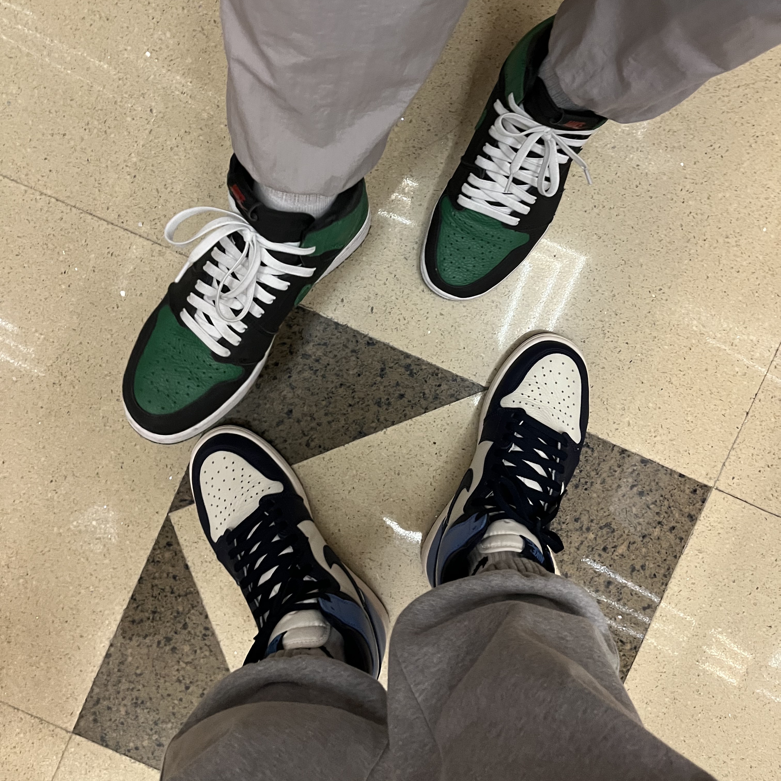 Jordan 1 Retro High OG Pine Green Black, Jordan 1 Retro High Obsidian UNC 착용 스타일