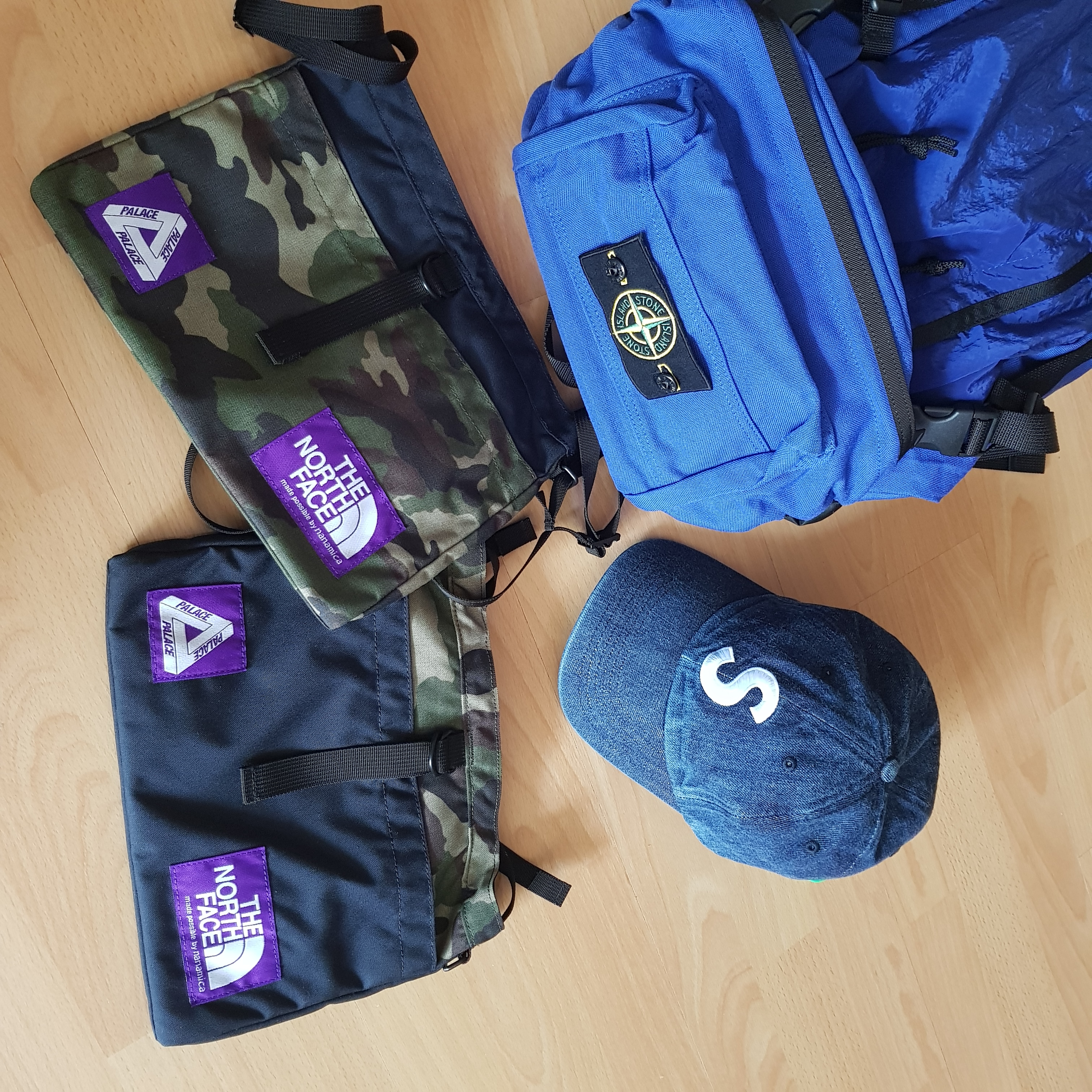 Palace x The North Face Purple Label Cordura Nylon Shoulder Bag Navy, Palace x The North Face Purple Label Cordura Nylon Shoulder Bag Camo 착용 스타일 - 3