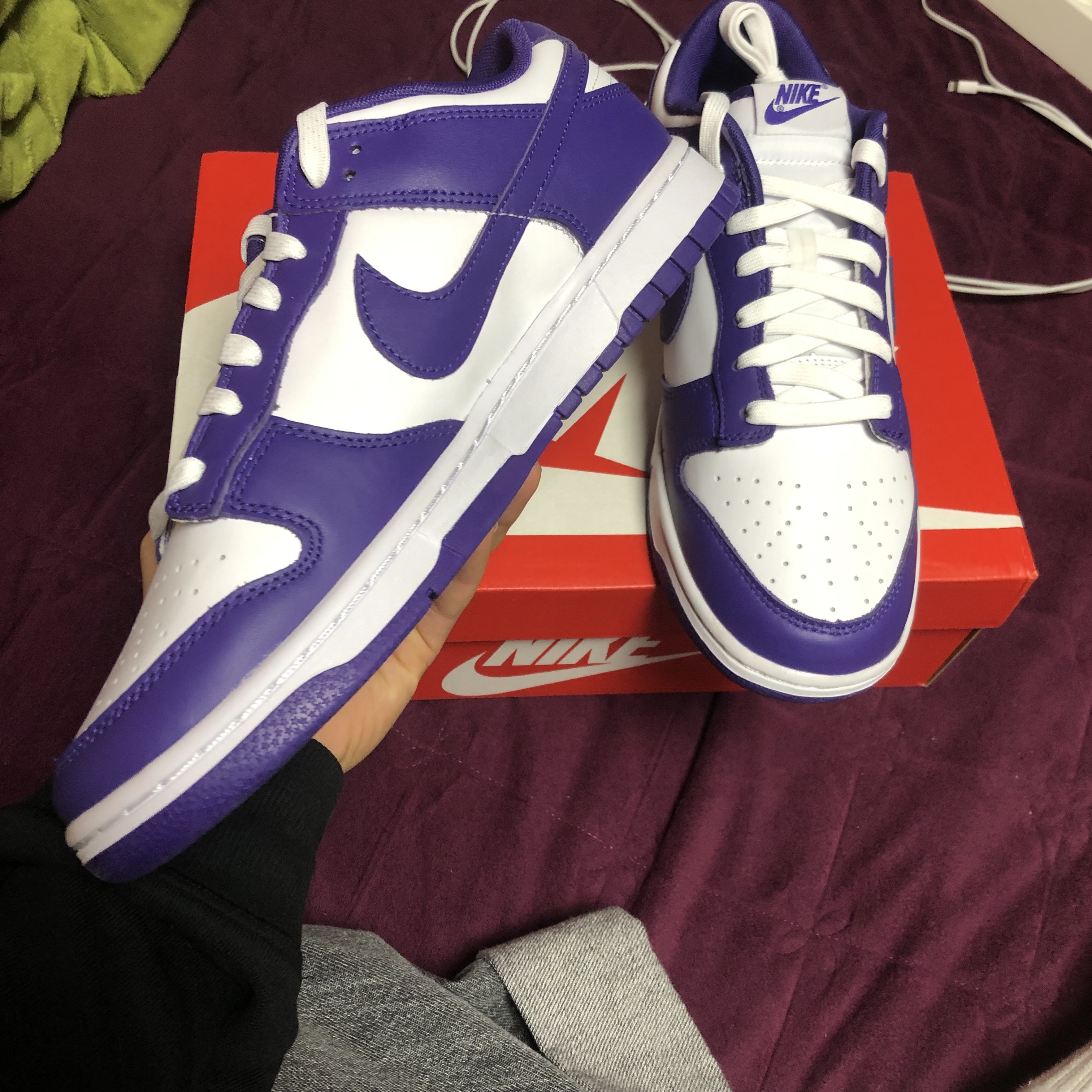 Nike Dunk Low Retro Championship Court Purple 착용 스타일 - 3