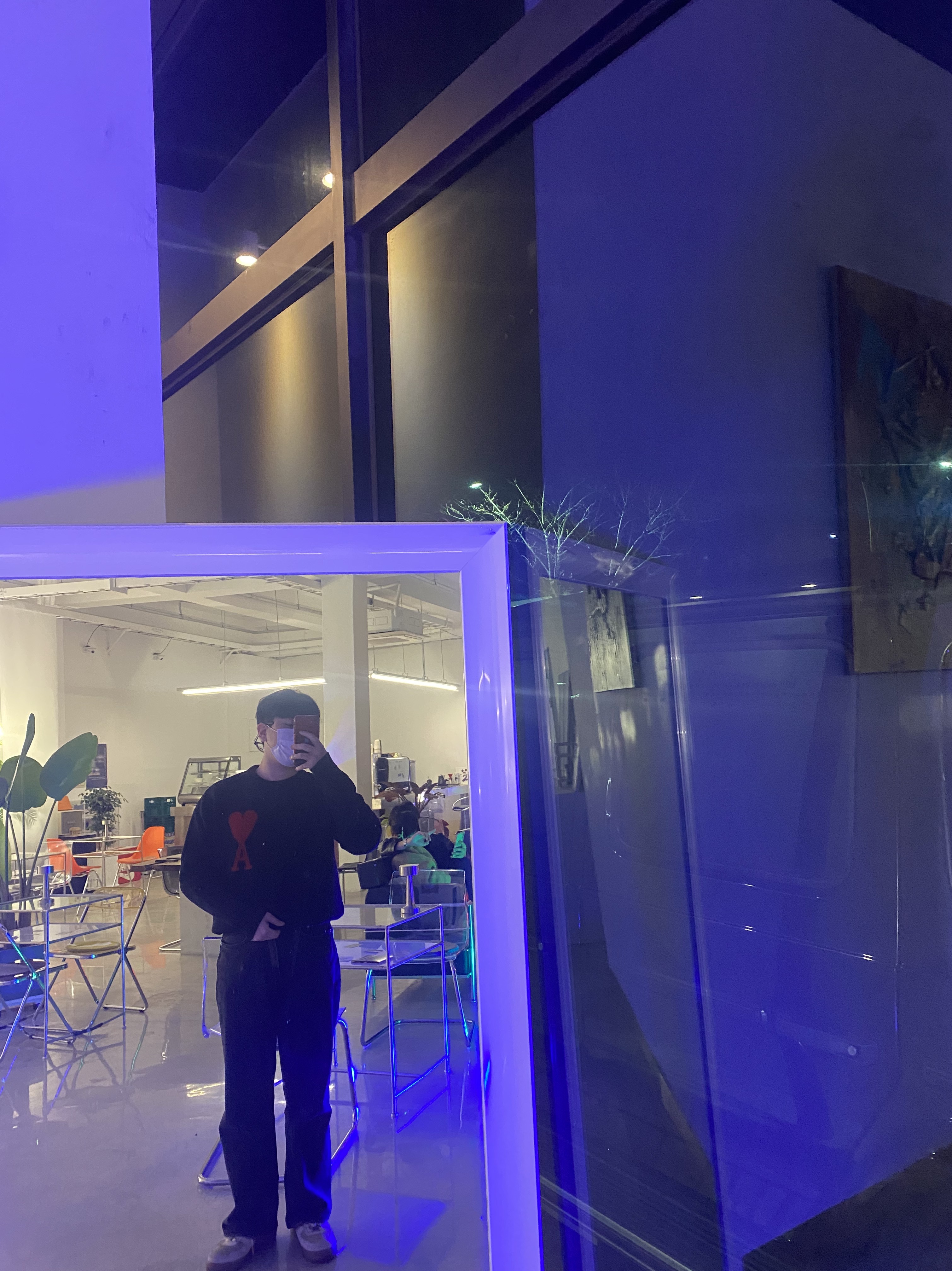 AMI de Coeur Oversize Intarsia Sweater Black - 21FW 착용 스타일 - 2