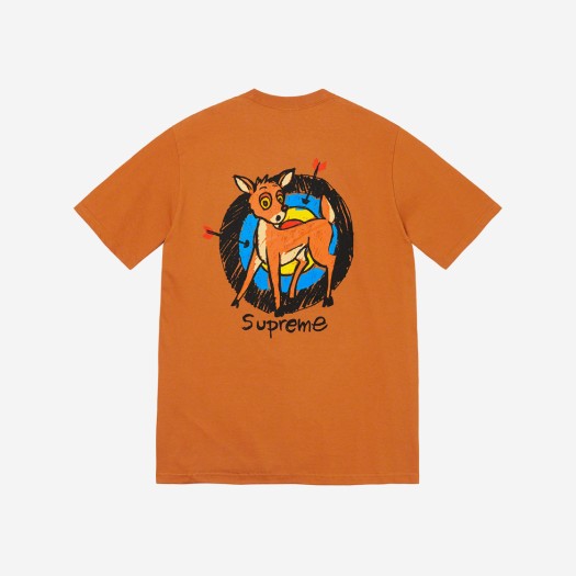 슈프림 디어 티셔츠 번트 오렌지 - 22SS