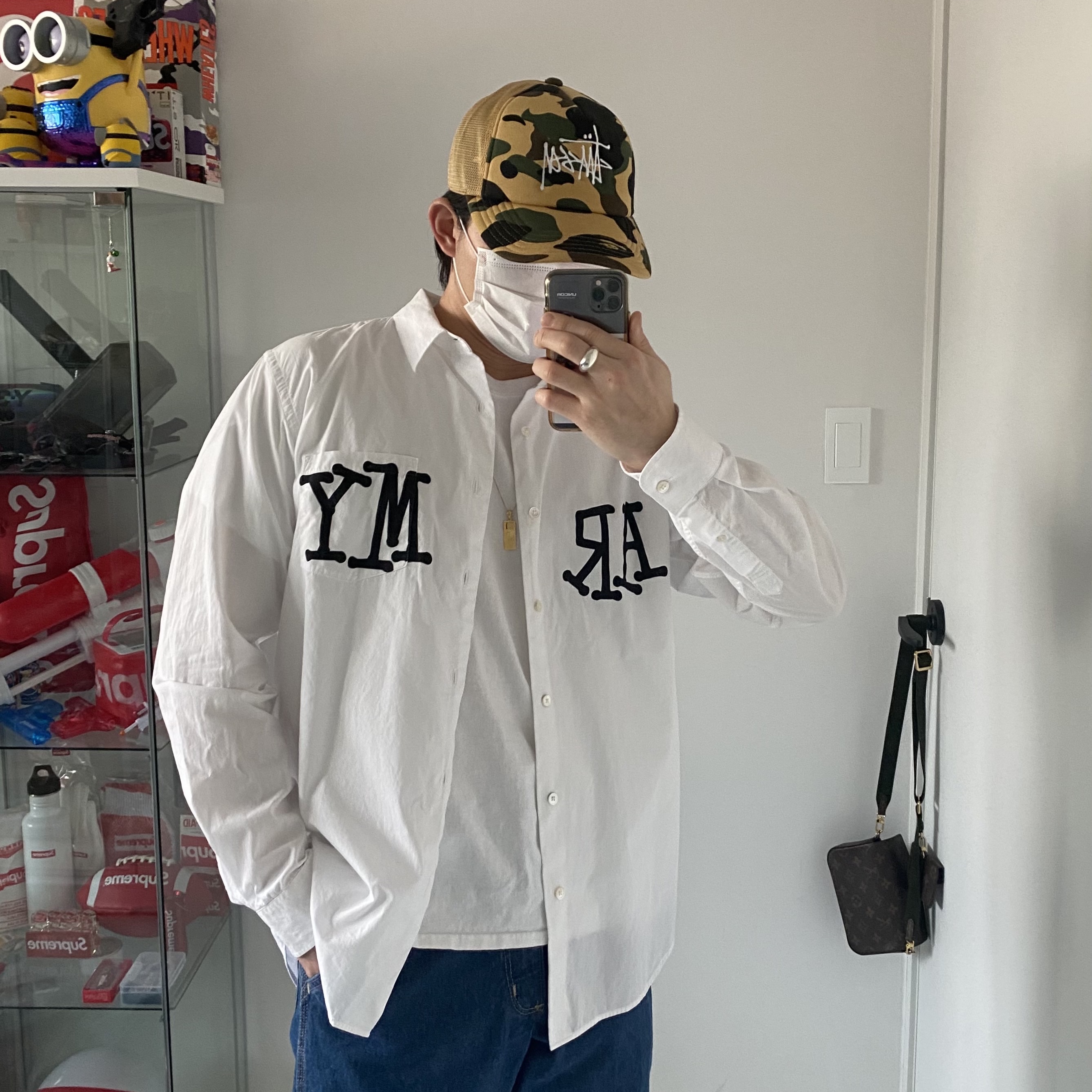 Stussy x BAPE Trucker Cap Yellow 착용 스타일 - 2