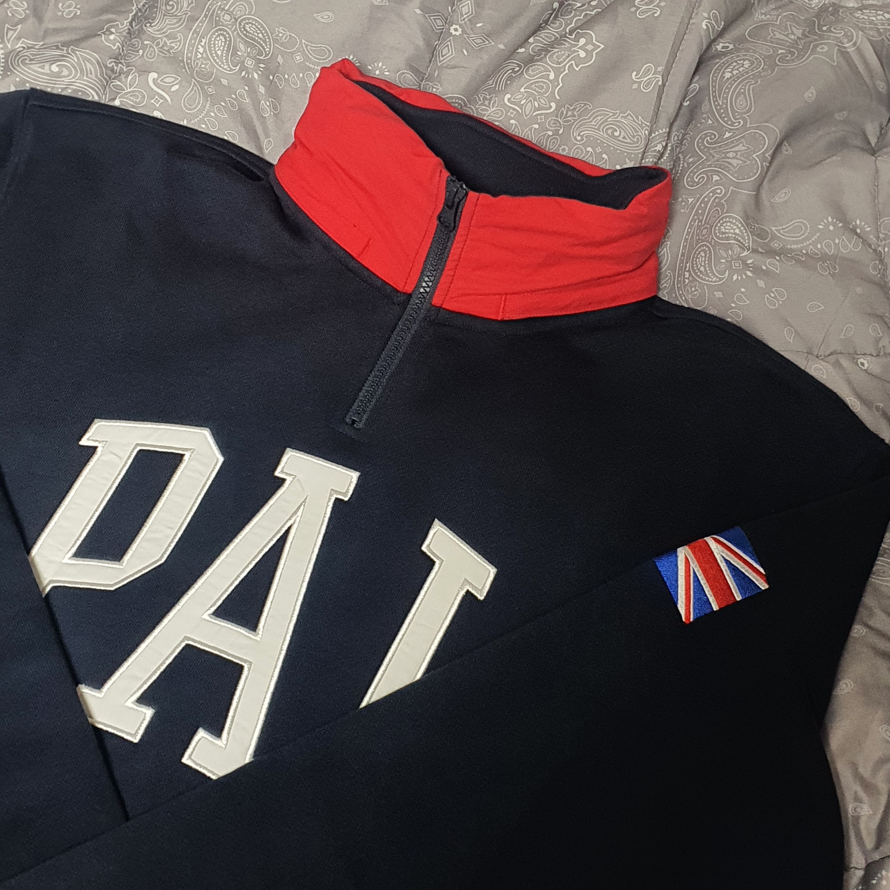 Palace Pal GB 1/4 Zip Navy - 22SS 착용 스타일