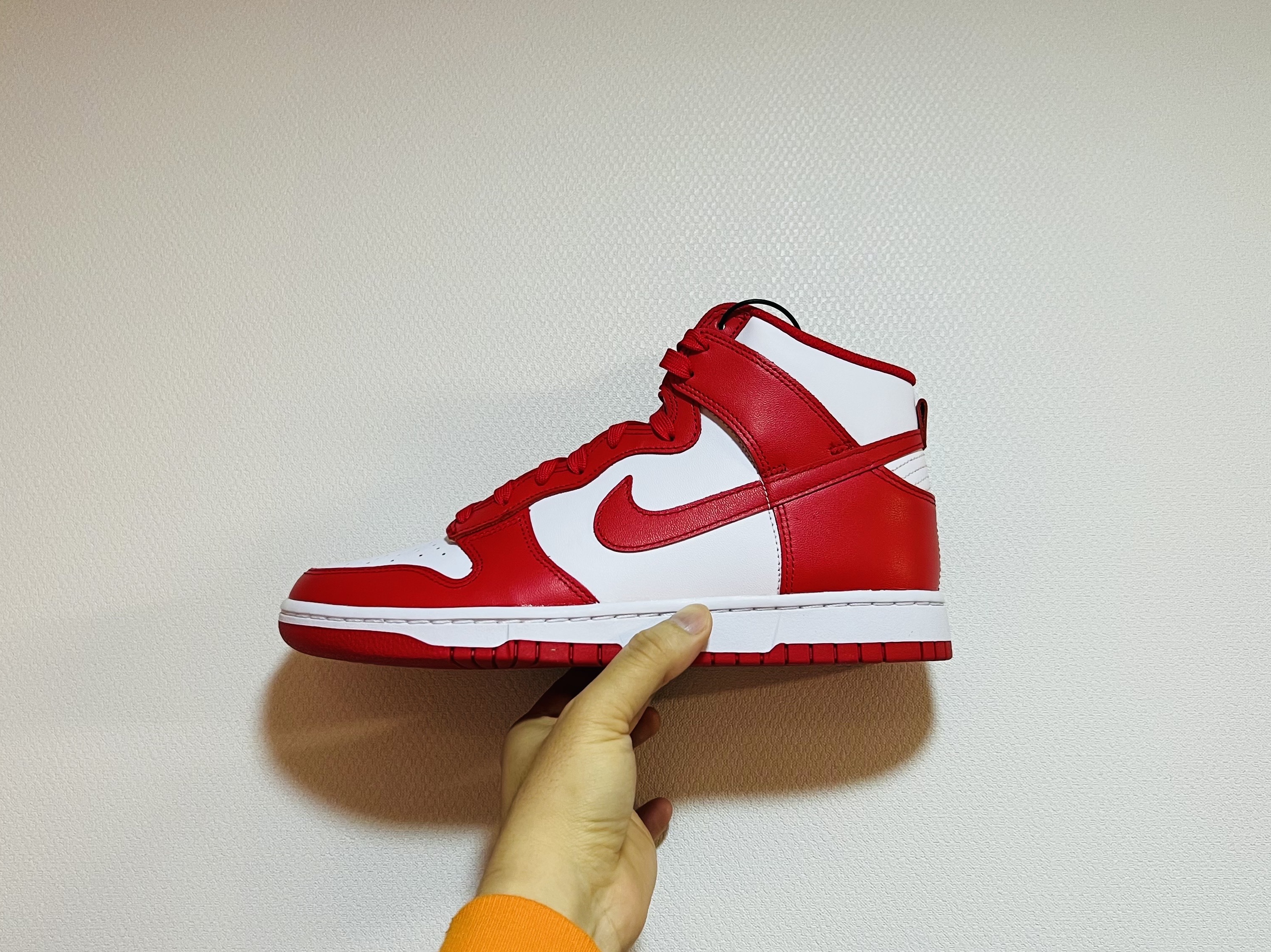 Nike Dunk High Retro Championship White and Red 착용 스타일