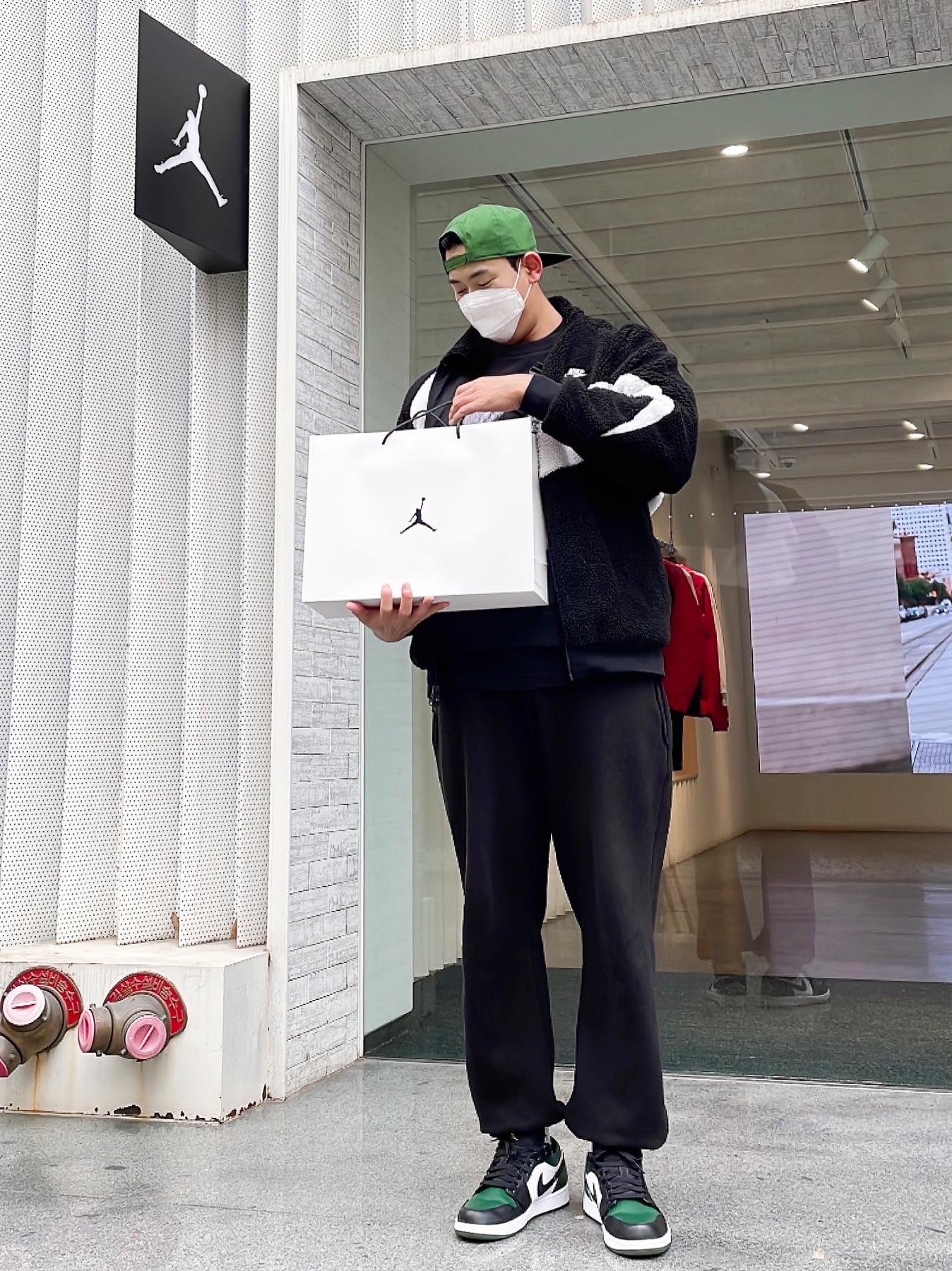 Jordan 1 Low Green Toe, Jordan 1 Mid College Grey 착용 스타일 - 5