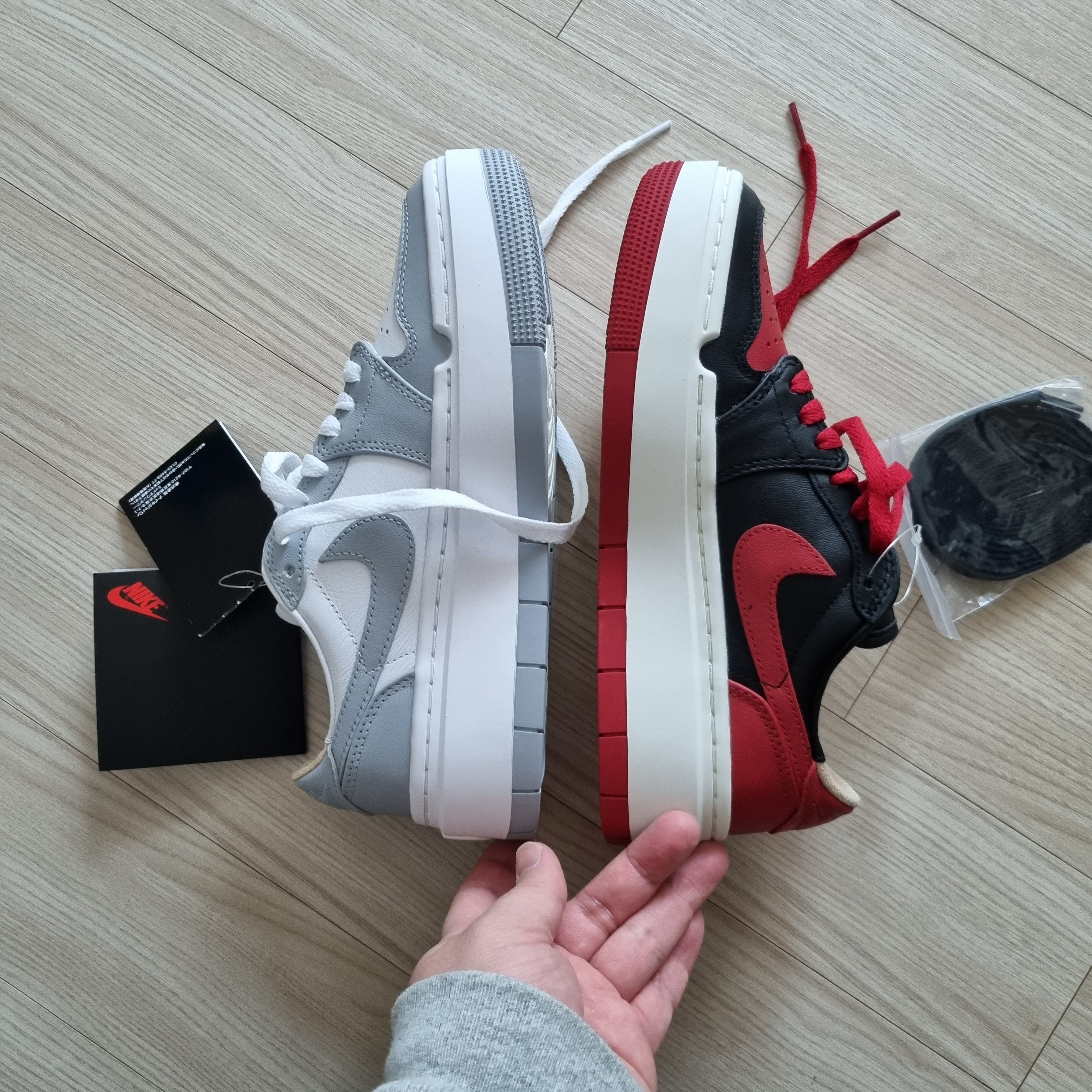 (W) Jordan 1 Elevate Low White and Wolf Grey, (W) Jordan 1 Elevate Low SE Bred 착용 스타일 - 3