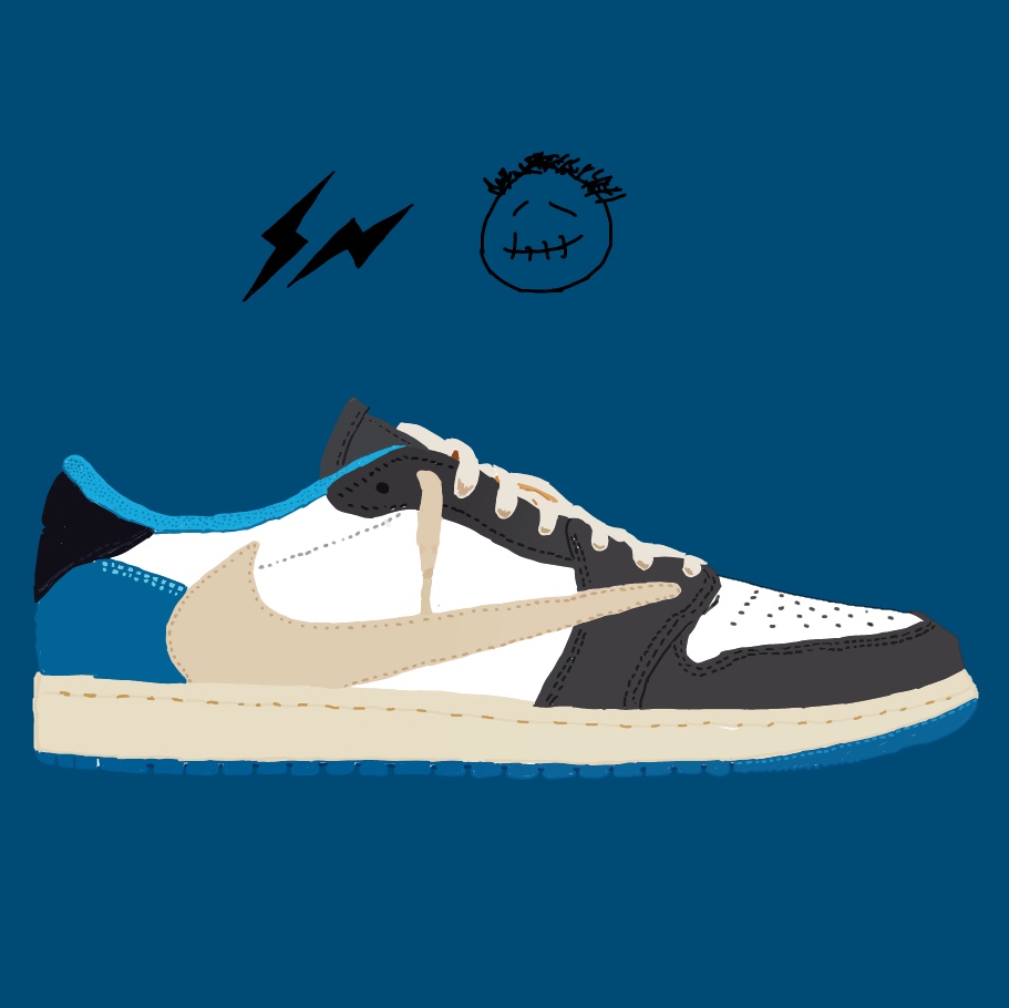 Jordan 1 x Travis Scott x Fragment Retro Low OG SP Military Blue 착용 스타일
