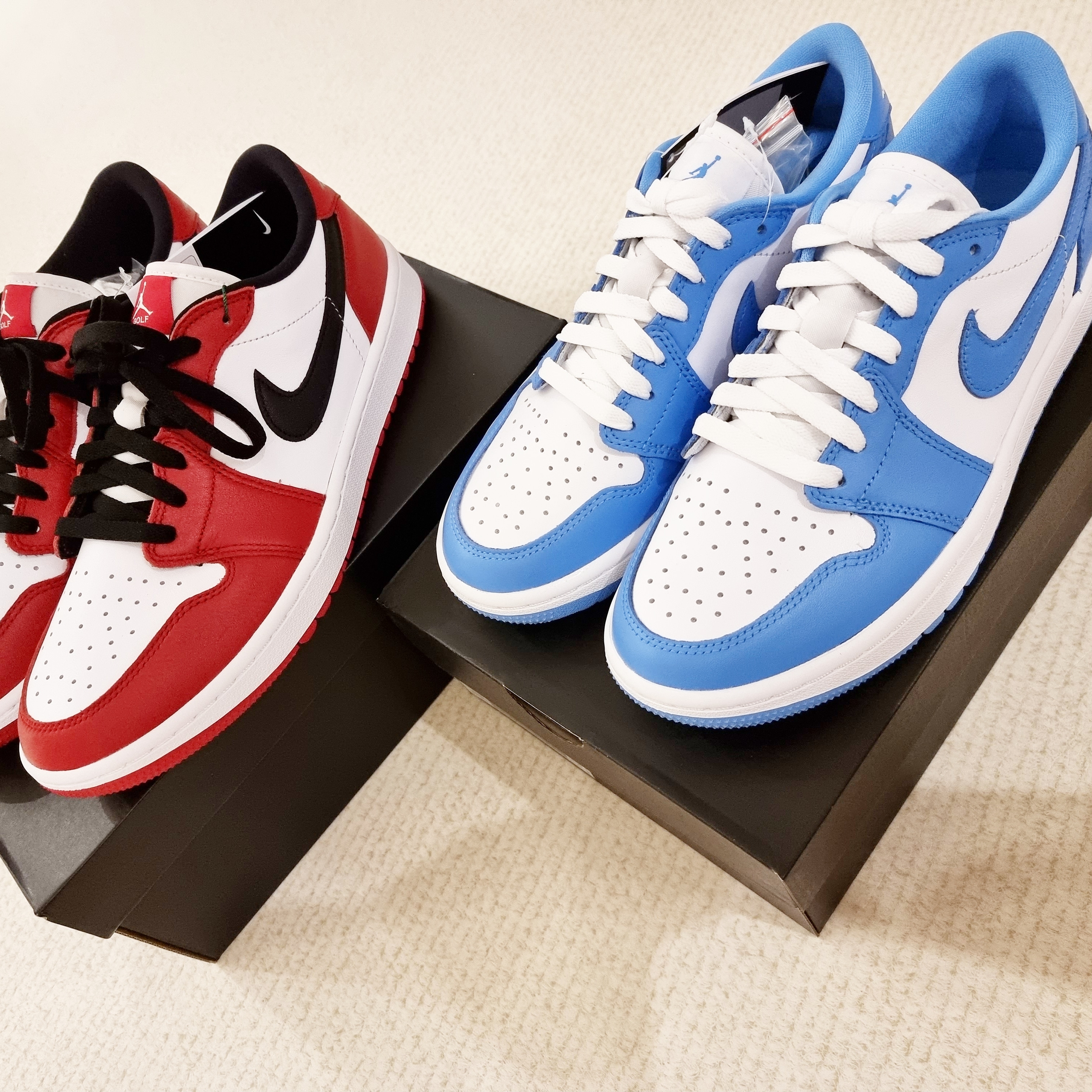 Jordan 1 Low Golf Chicago, Jordan 1 Low Golf White and University Blue 착용 스타일