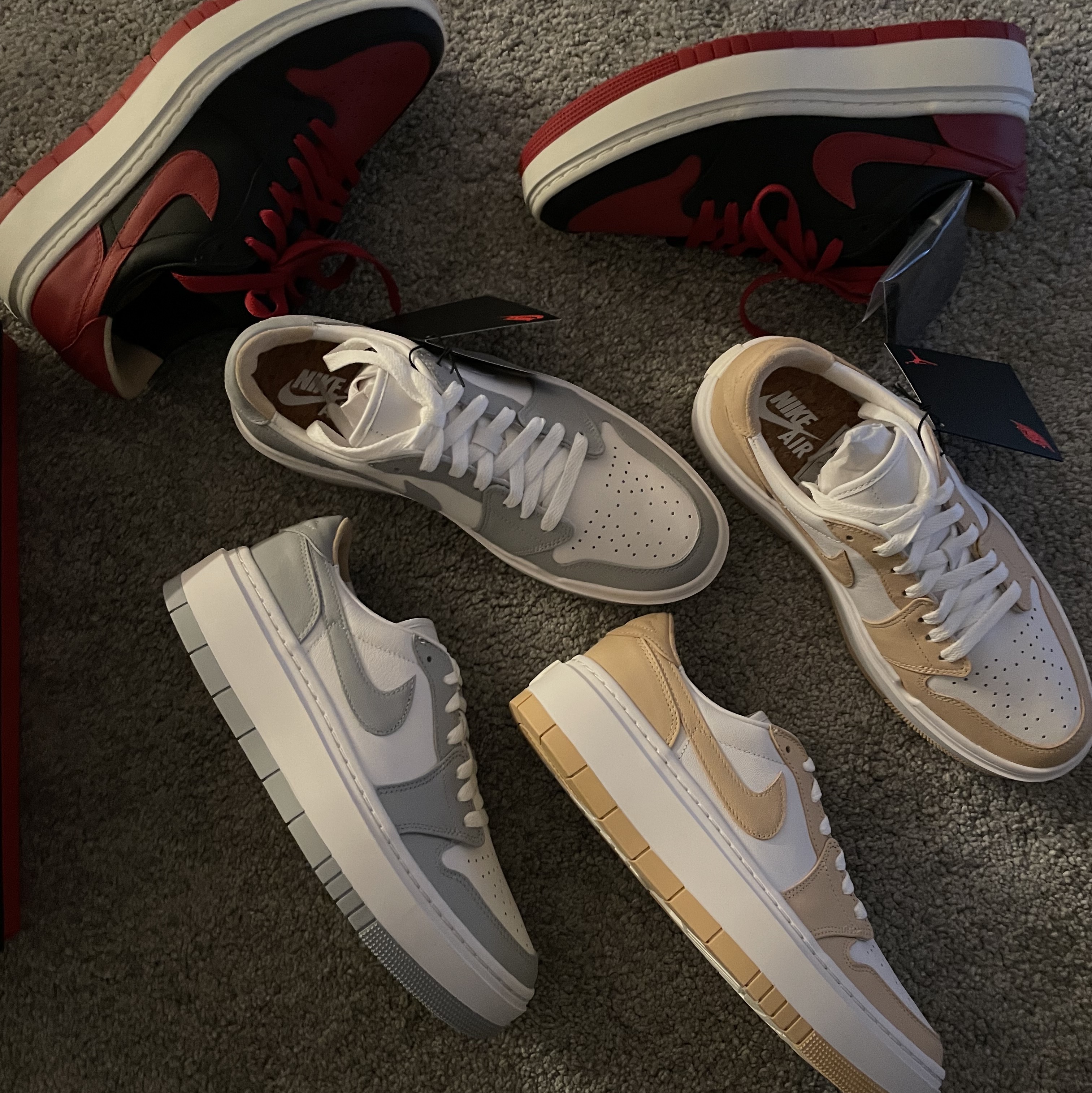 (W) Jordan 1 Elevate Low White and Wolf Grey, (W) Jordan 1 Elevate Low White Onyx 착용 스타일