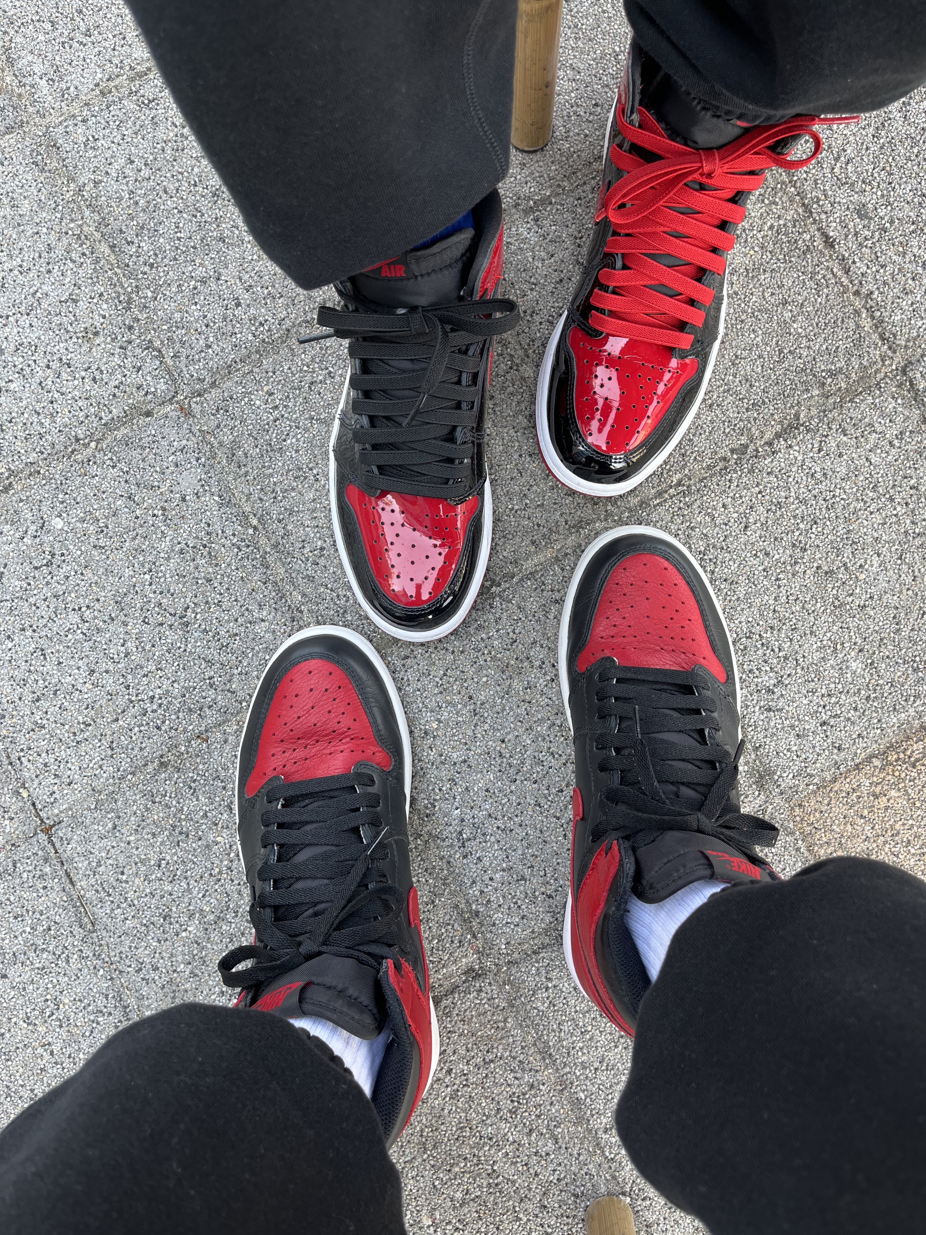 Jordan 1 Retro High OG Patent Bred, Jordan 1 Retro High OG Bred Banned 2016 착용 스타일