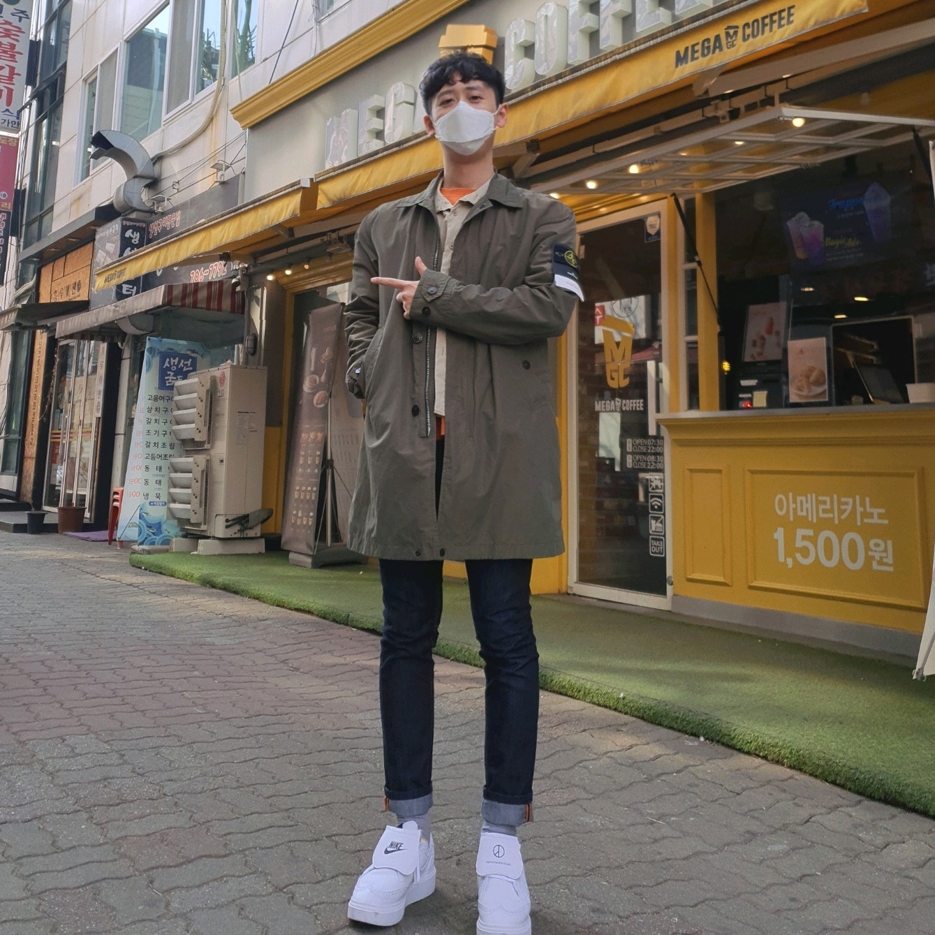 Nike x Peaceminusone Kwondo1 White 착용 스타일
