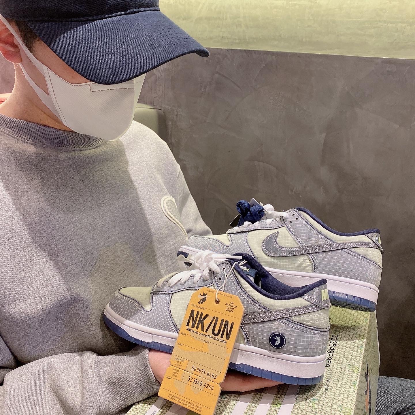 Nike x Union Dunk Low Passport Pack Pistachio, AMI de Coeur Sweatshirt Heather Grey - 20FW 착용 스타일 - 1