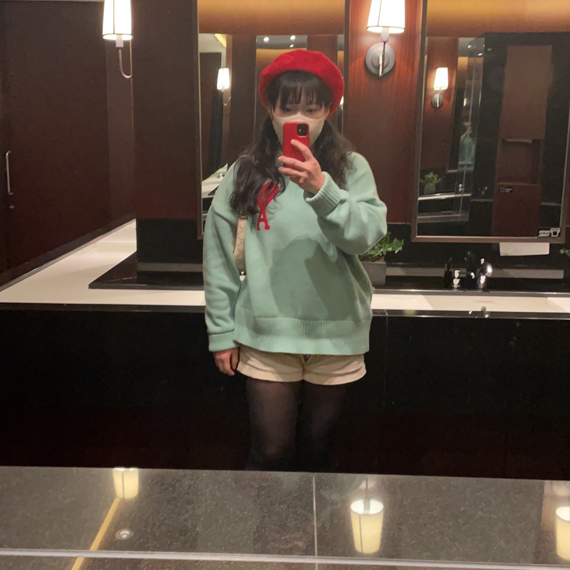 Celine Ava Bag in Triomphe Canvas and Calfskin Tan, AMI de Coeur Oversize Sweater Green Aqua 착용 스타일 - 2