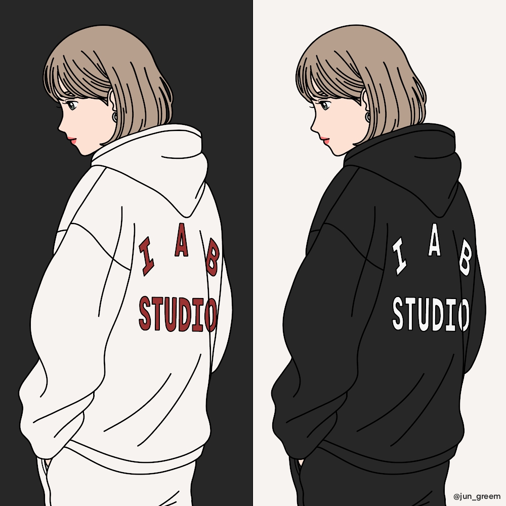 IAB Studio Hoodie Oatmeal Burgundy, IAB Studio Sweatpants Oatmeal Burgundy - 22SS 착용 스타일
