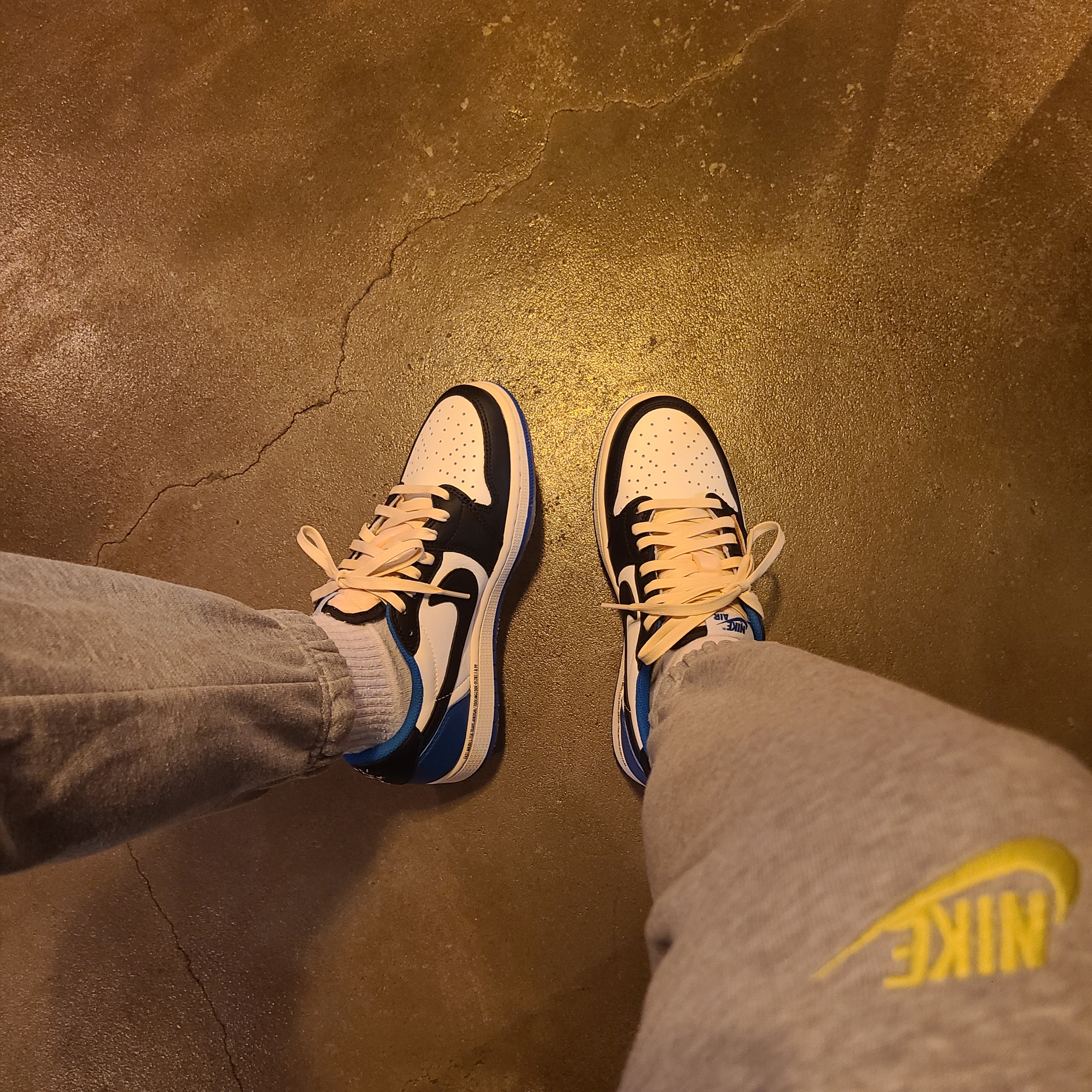 Jordan 1 x Travis Scott x Fragment Retro Low OG SP Military Blue 착용 스타일