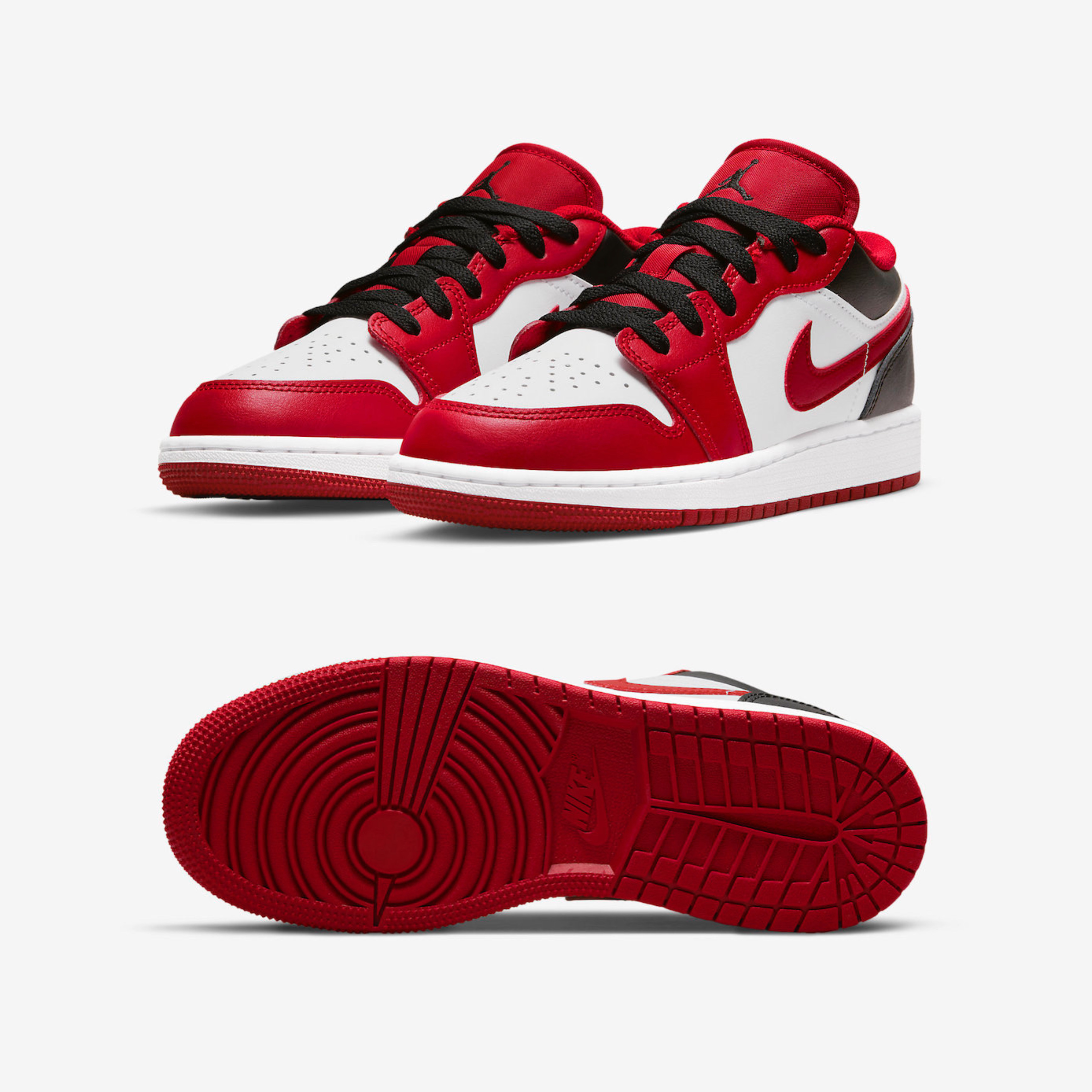 (GS) Jordan 1 Low White Gym Red Black 착용 스타일 - 2