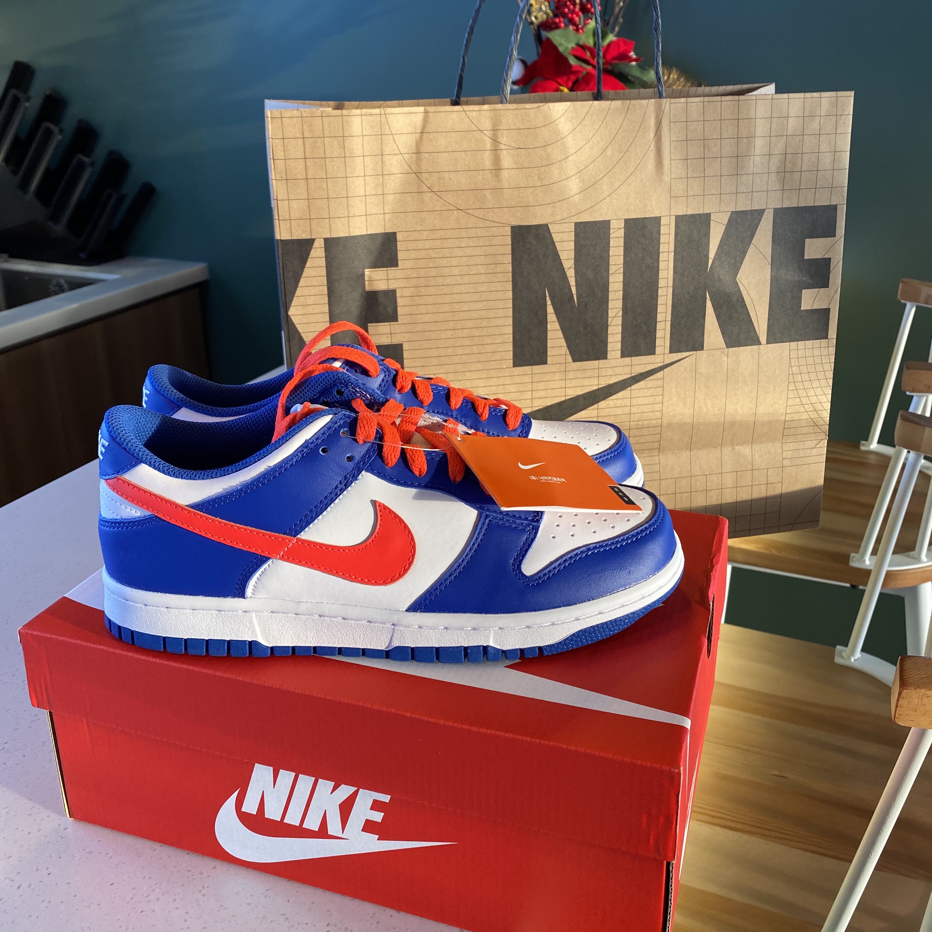 (GS) Nike Dunk Low Bright Crimson Game Royal 착용 스타일 - 2