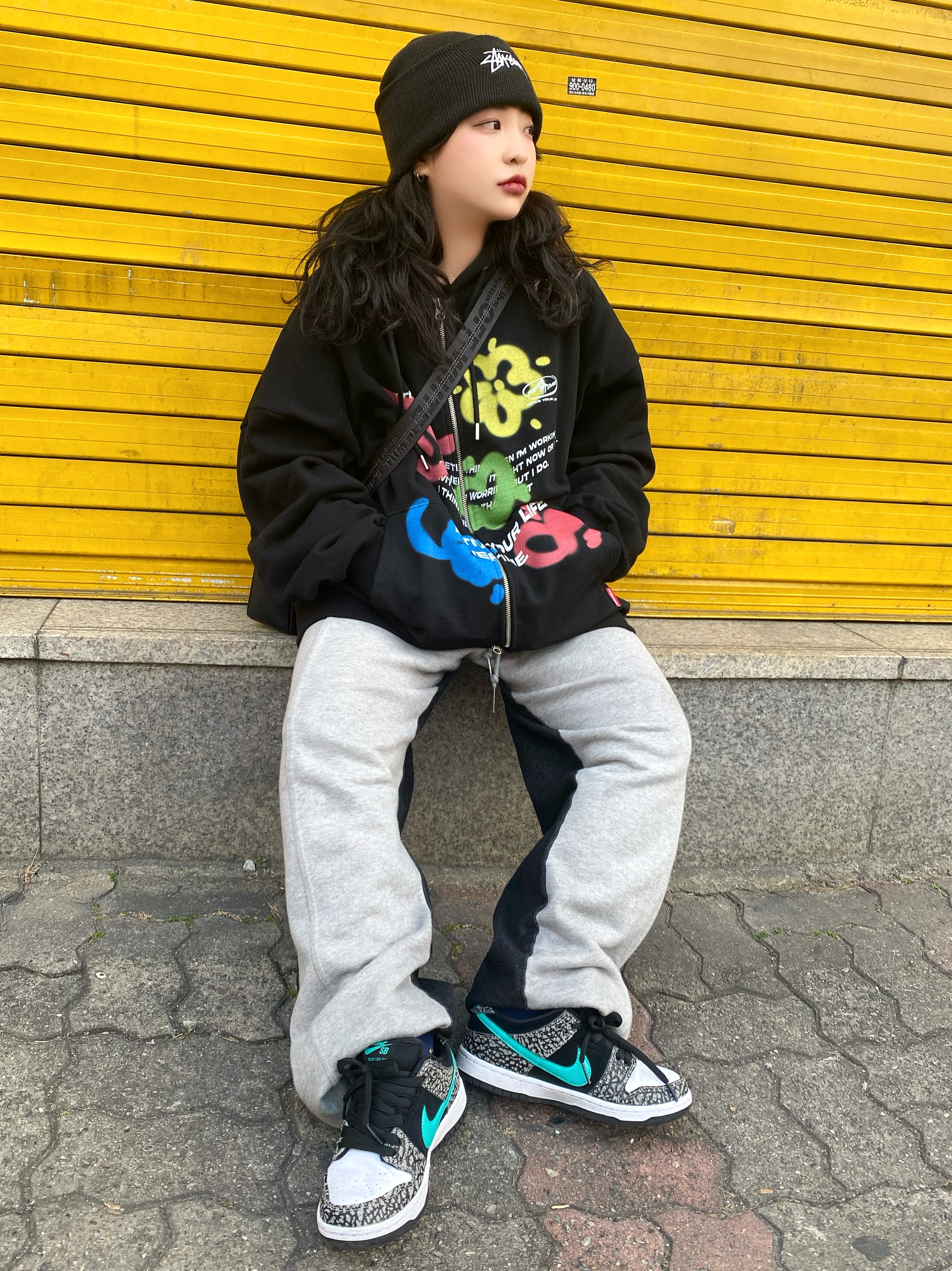 Nike SB Dunk Low Pro Clear Jade, Nike x Stussy Cuff Beanie Black 착용 스타일