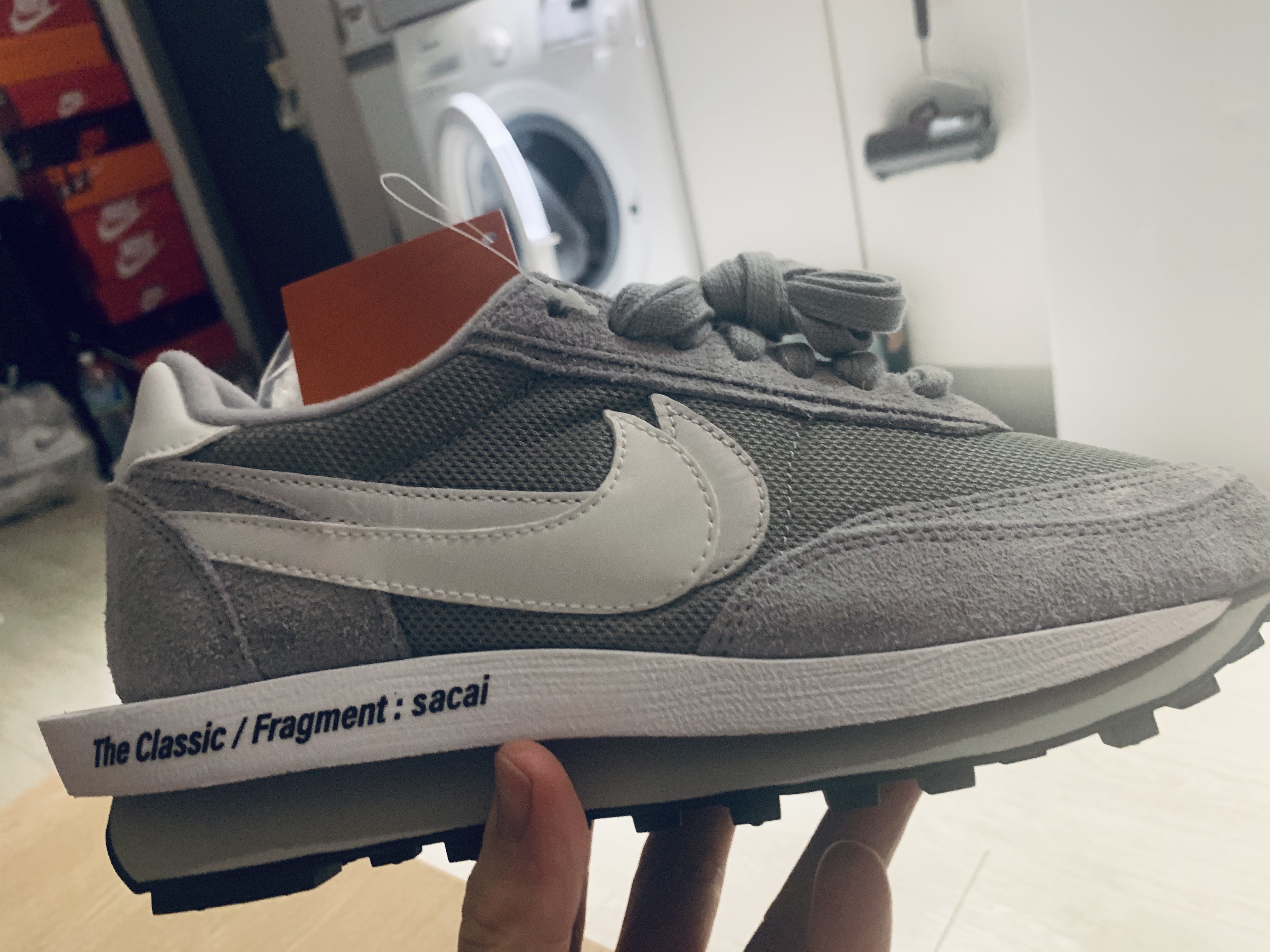Nike x Sacai x Fragment LDWaffle Light Smoke Grey 착용 스타일